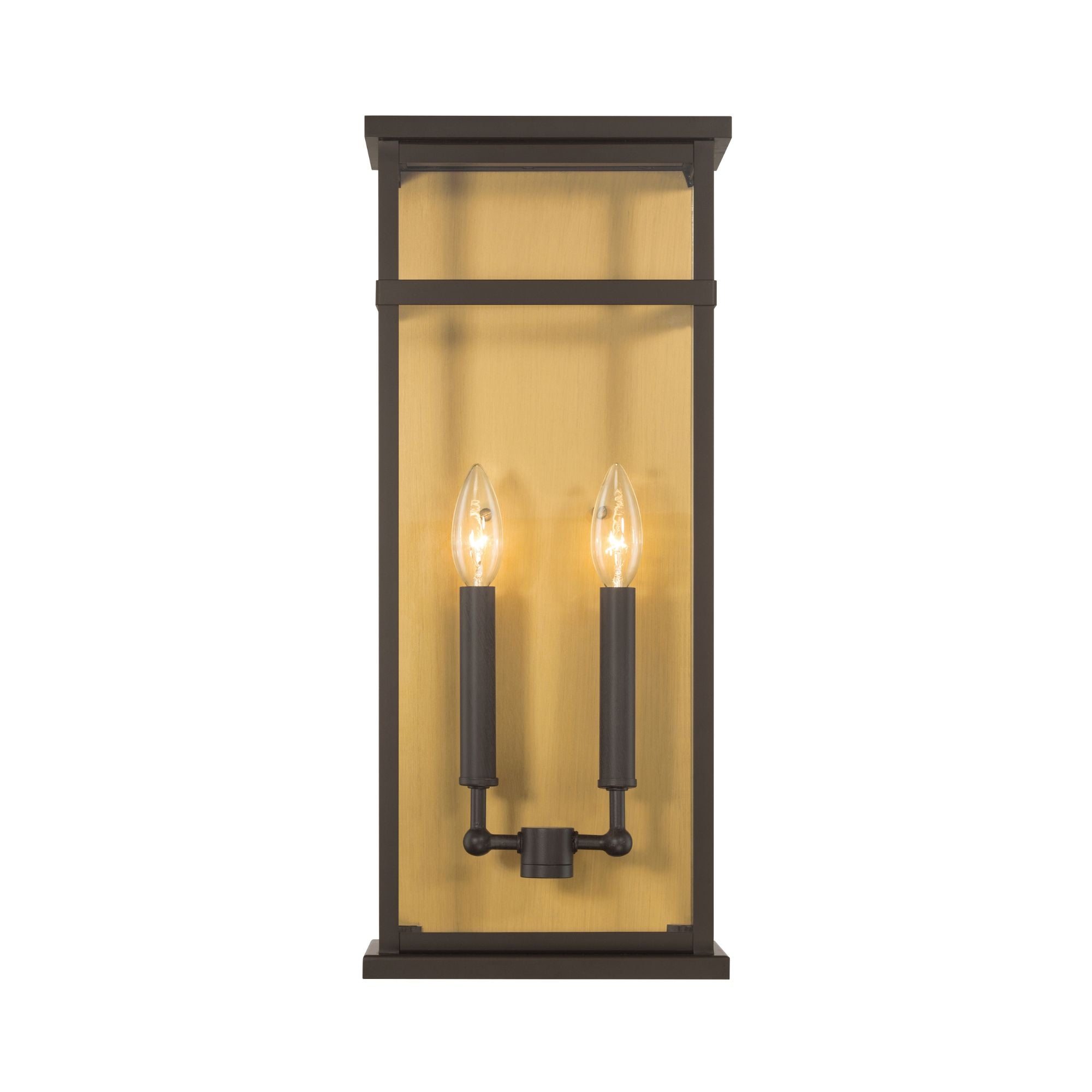 The Great Outdoors Briarlane 20 in. 2-Light Outdoor Wall Sconce, Painted Legacy Brass & Dark Bronze with Clear Glass