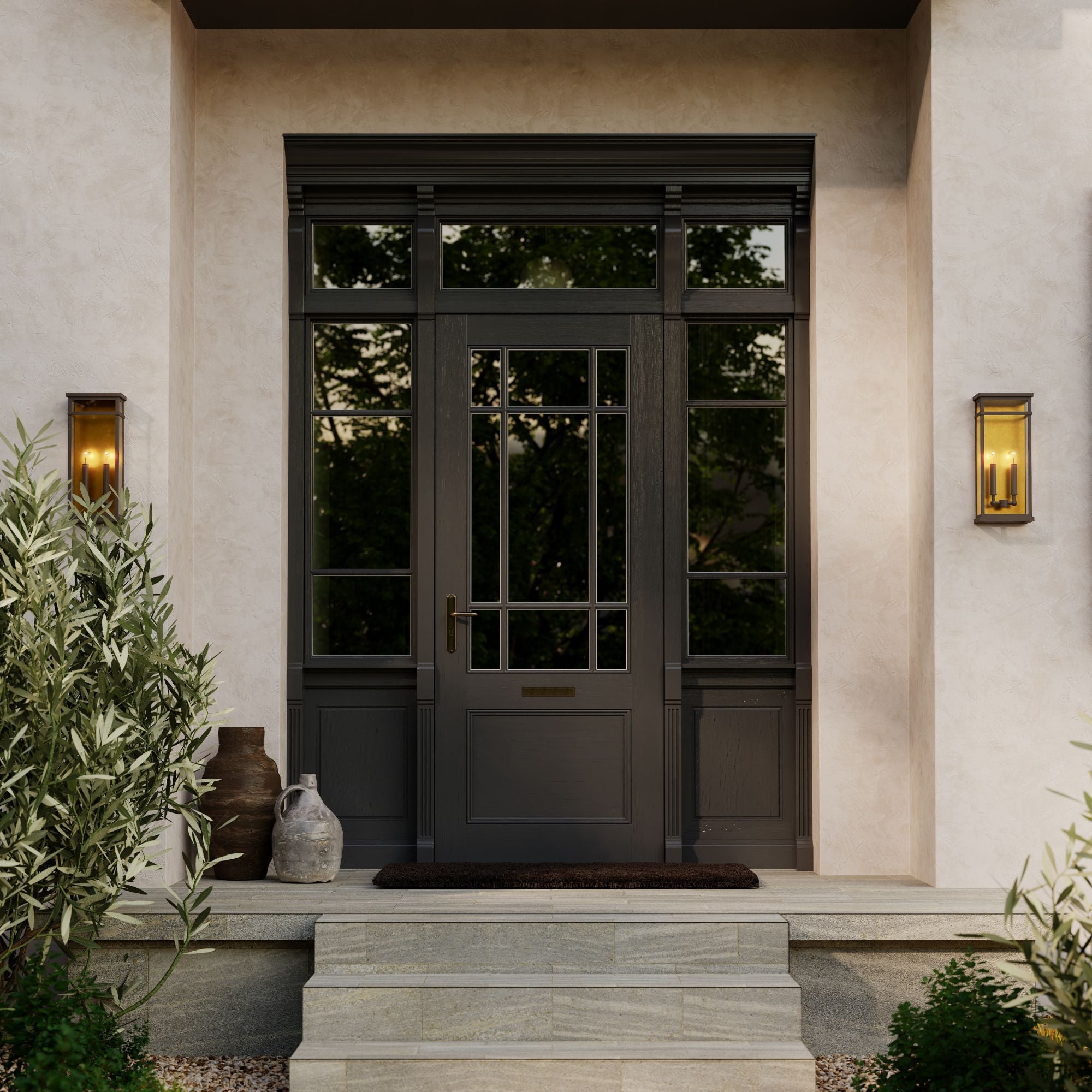 The Great Outdoors Briarlane 20 in. 2-Light Outdoor Wall Sconce, Painted Legacy Brass & Dark Bronze with Clear Glass