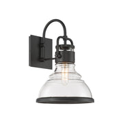 The Great Outdoors Calen 15.5 in. Outdoor Wall Sconce, Dark Matte Black with Clear Glass