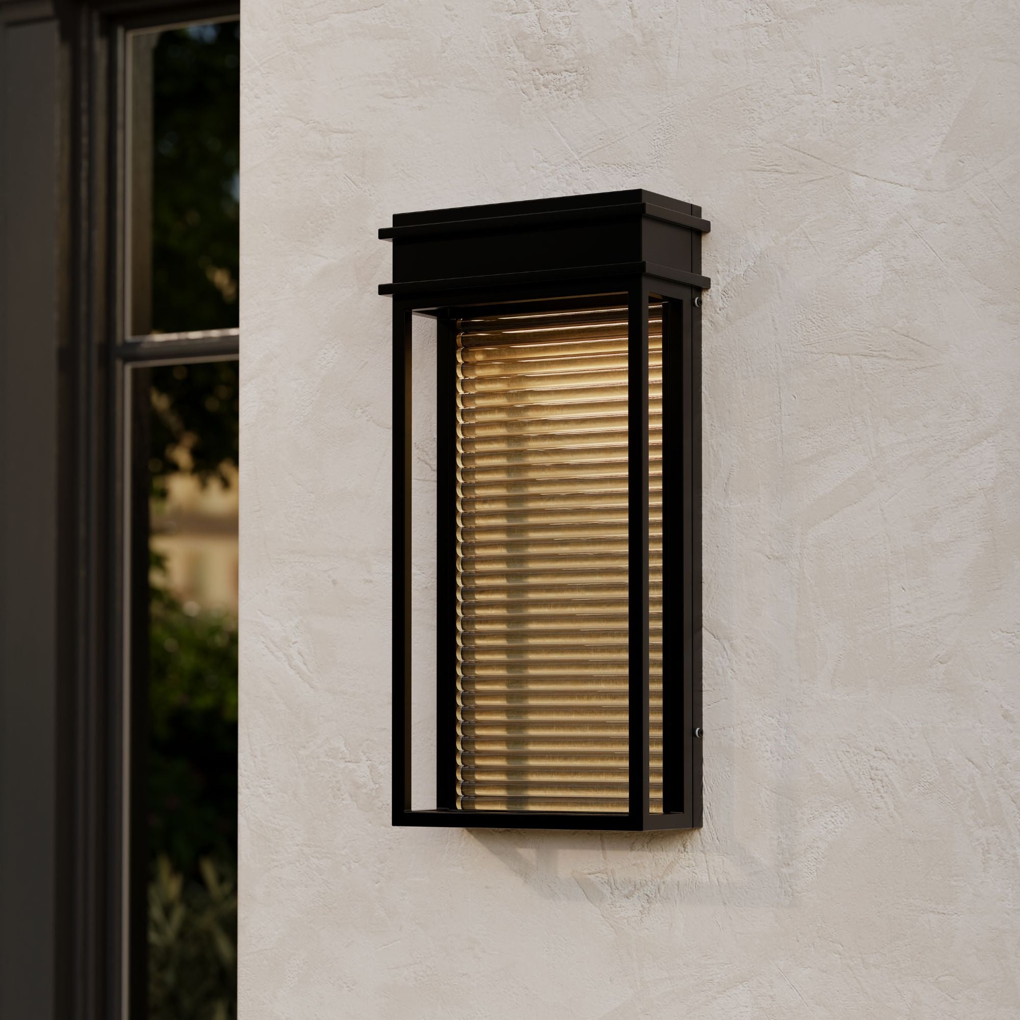 The Great Outdoors Clyne LED Outdoor Sconce, Sand Coal Black & Painted Legacy Brass