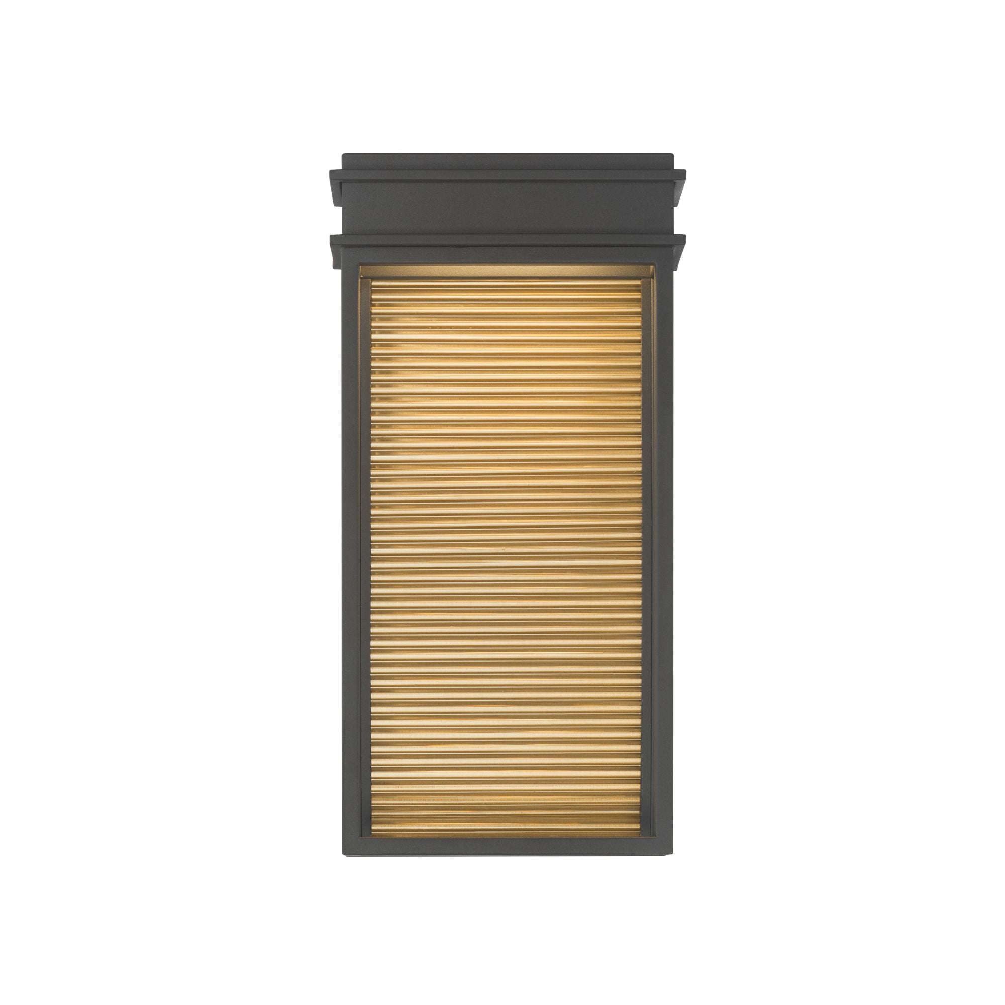 The Great Outdoors Clyne 15 in. LED Outdoor Sconce, Sand Coal Black & Painted Legacy Brass