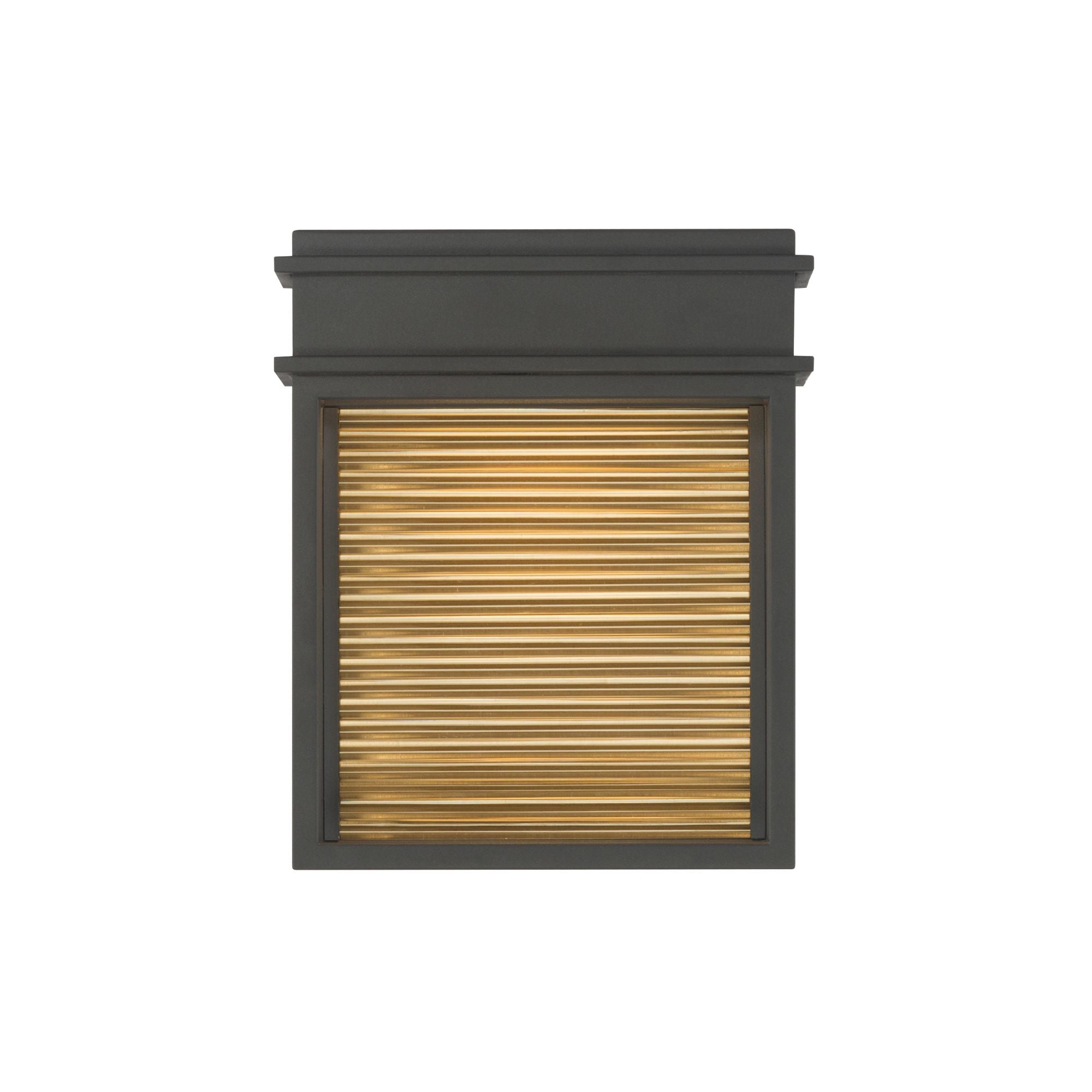 The Great Outdoors Clyne 9 in. LED Outdoor Wall Sconce, Sand Coal Black & Painted Legacy Brass with Clear Glass