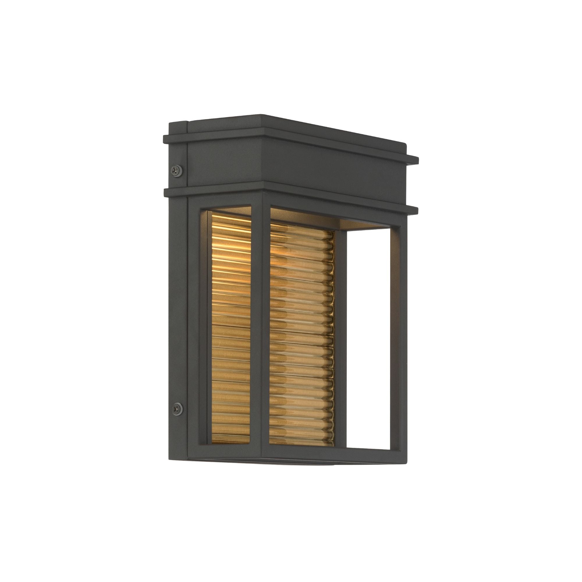 The Great Outdoors Clyne 9 in. LED Outdoor Wall Sconce, Sand Coal Black & Painted Legacy Brass with Clear Glass