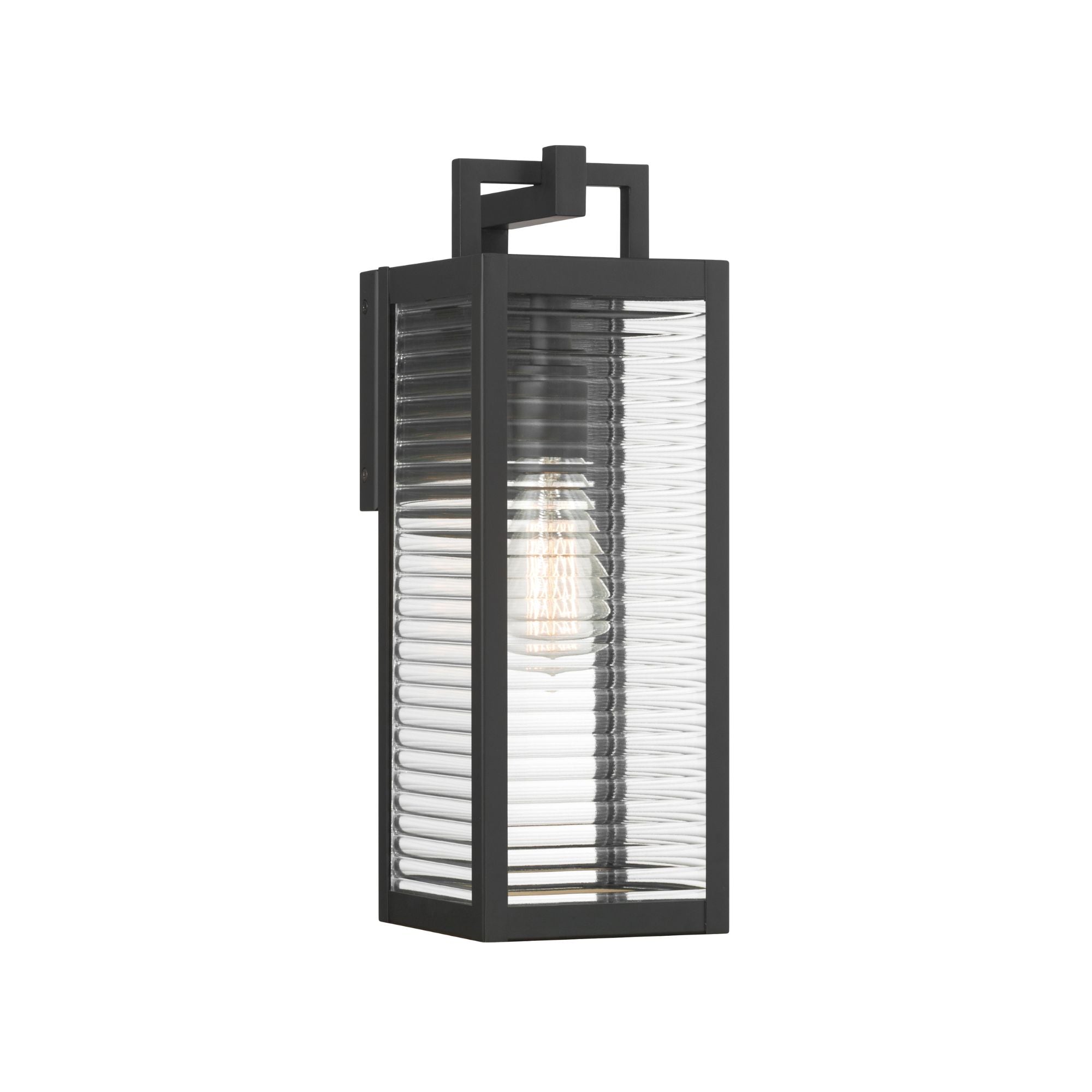 The Great Outdoors Edgewood 16 in. Outdoor Wall Sconce, Dark Matte Black & Dark Bronze with Clear Glass