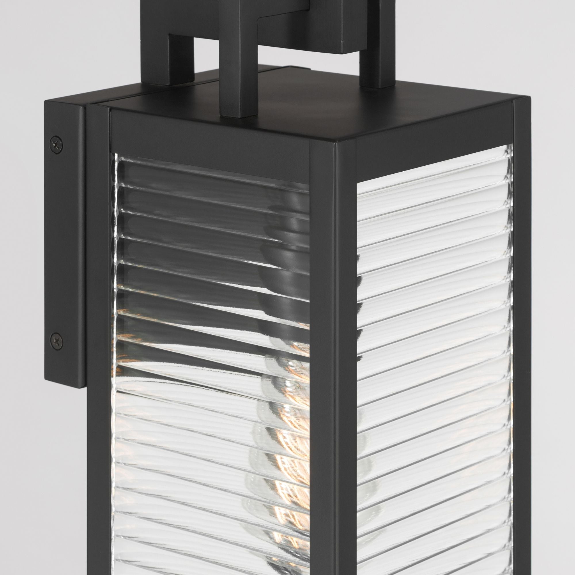 The Great Outdoors Edgewood 16 in. Outdoor Wall Sconce, Dark Matte Black & Dark Bronze with Clear Glass