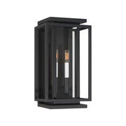 The Great Outdoors Stratford 17 in. 2-Light Outdoor Wall Sconce, Dark Matte Black with Clear Glass