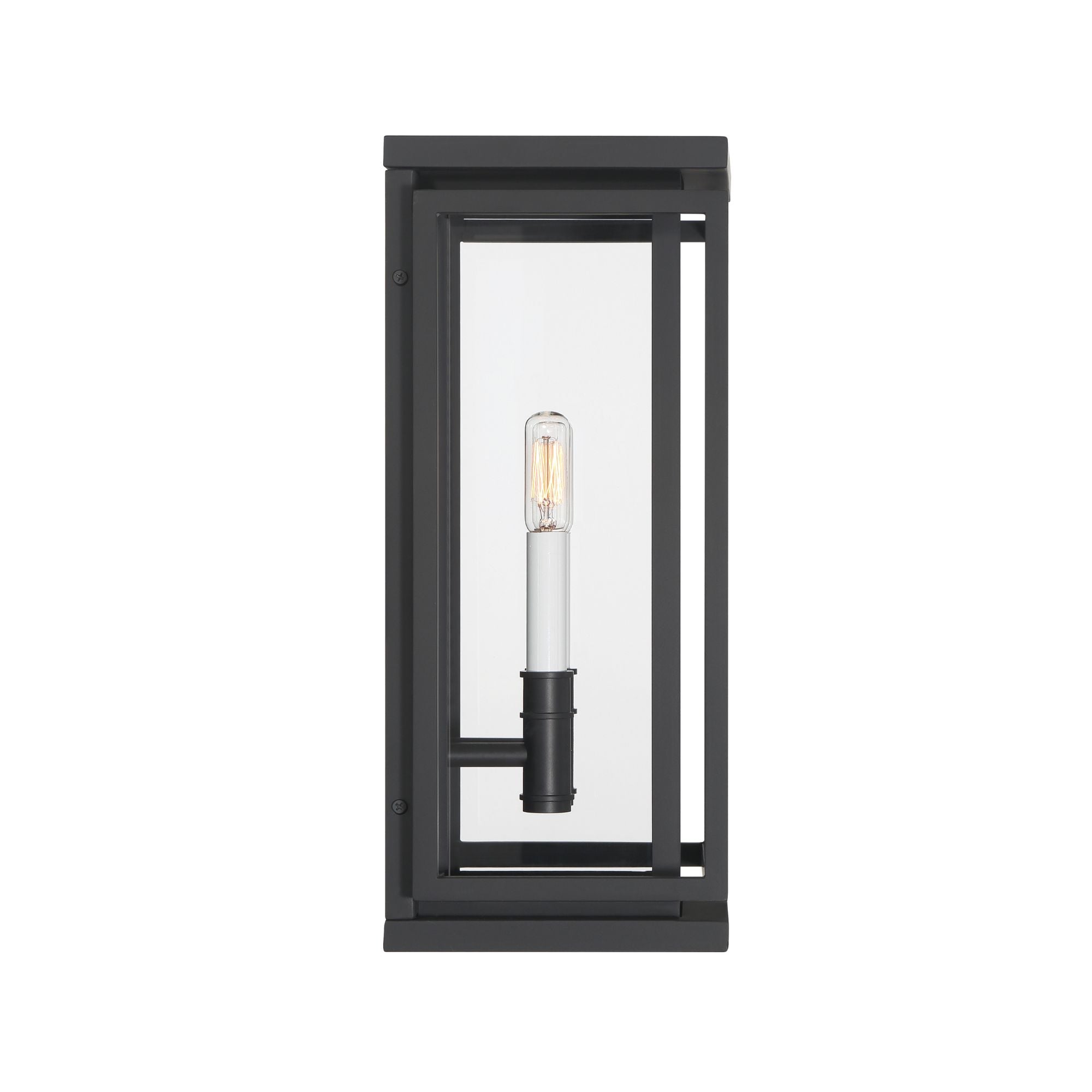 The Great Outdoors Stratford 17 in. 2-Light Outdoor Wall Sconce, Dark Matte Black with Clear Glass