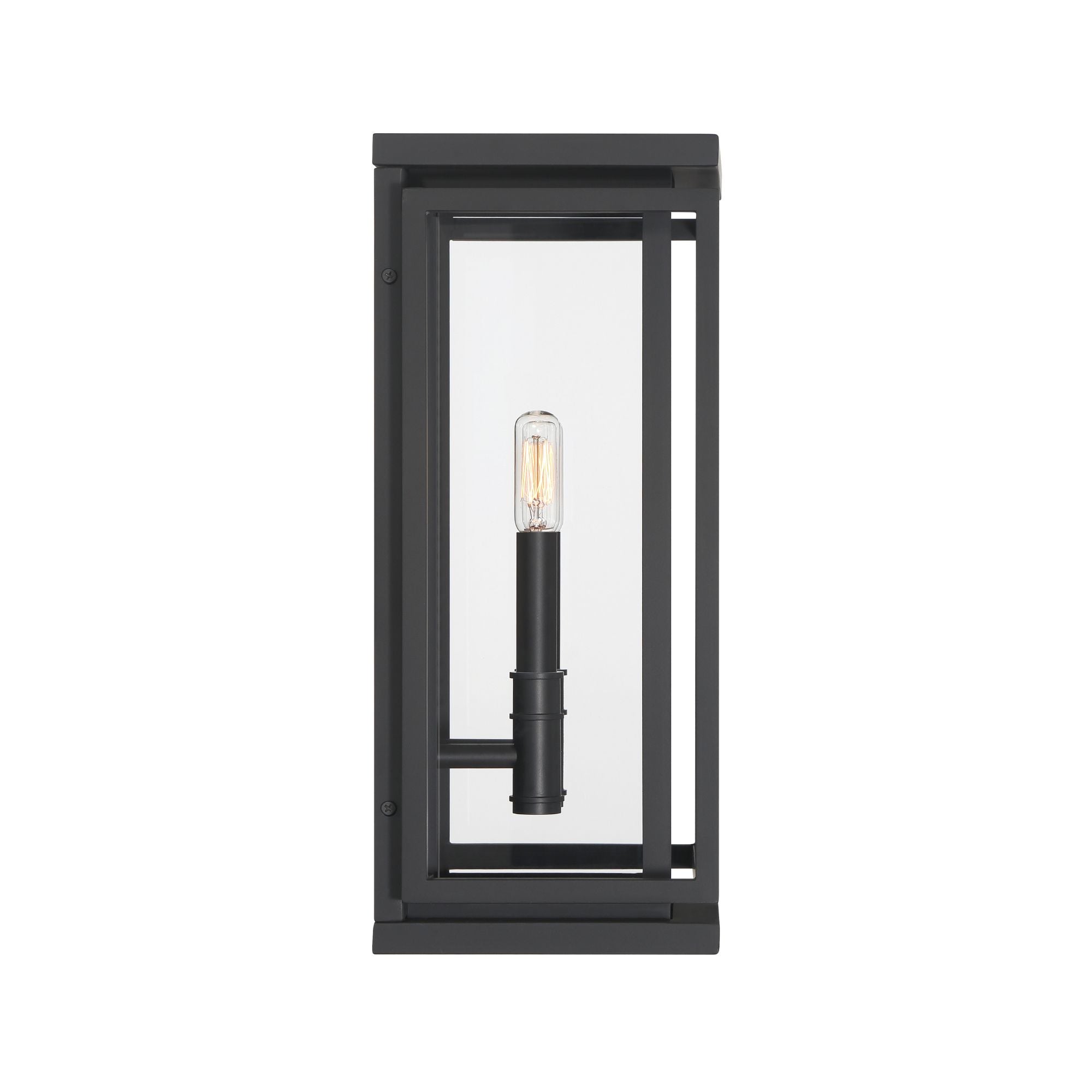 The Great Outdoors Stratford 17 in. 2-Light Outdoor Wall Sconce, Dark Matte Black with Clear Glass