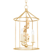Adrienne 21" 3-Light Hangining Lantern, Vintage Gold Leaf Finish