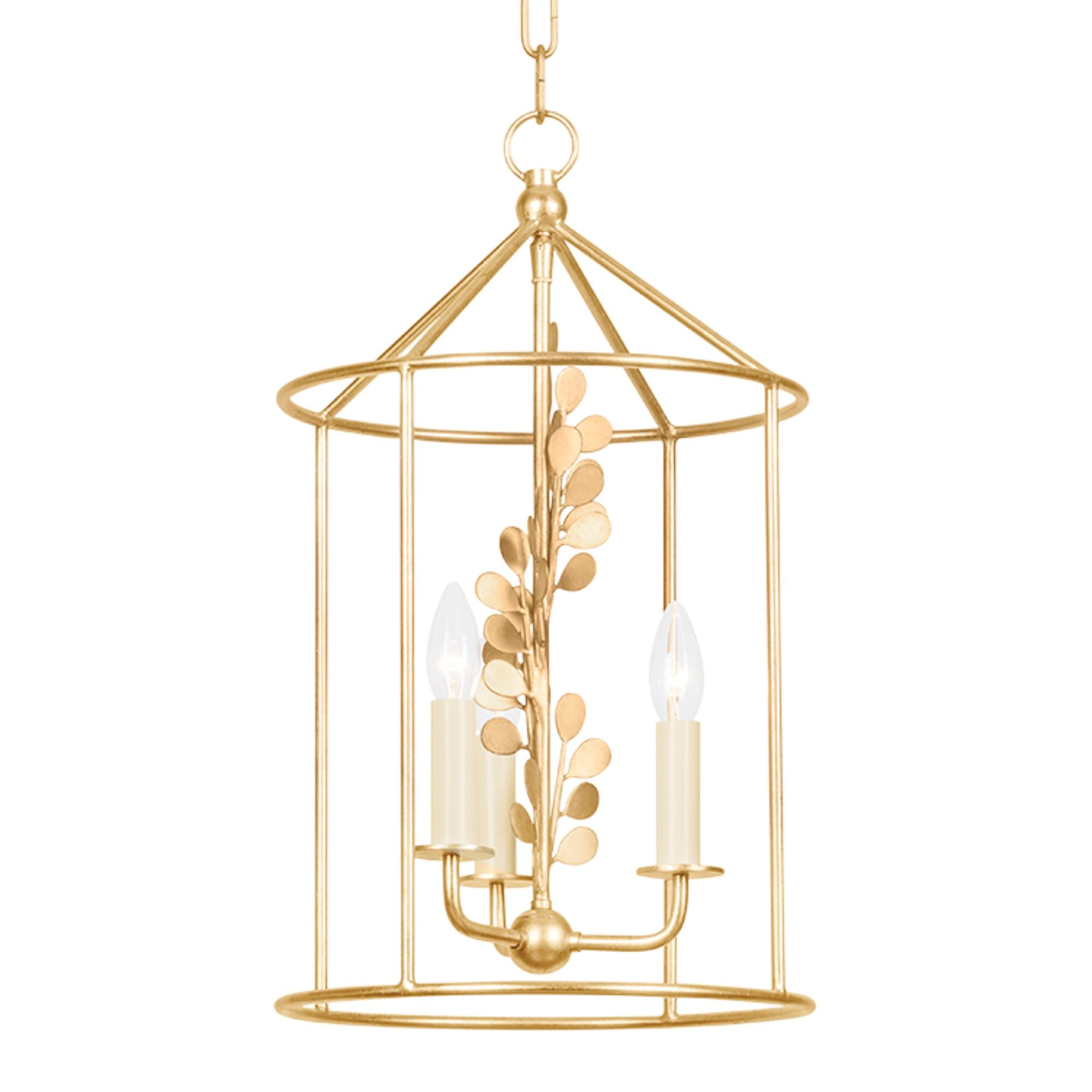 Adrienne 21" 3-Light Hangining Lantern, Vintage Gold Leaf Finish