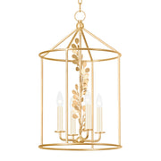 Adrienne 26" 4-Light Hangining Lantern, Vintage Gold Leaf Finish