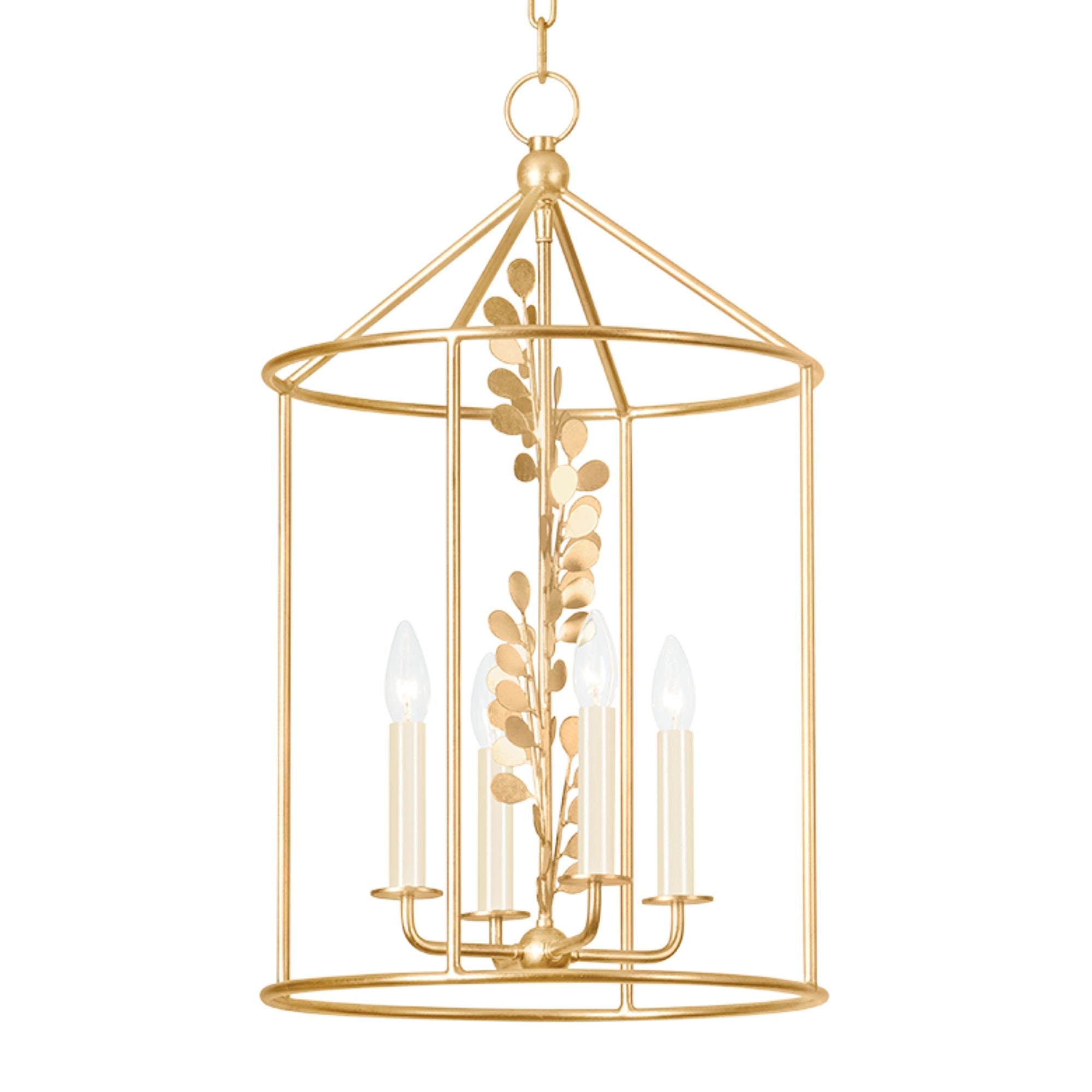 Adrienne 26" 4-Light Hangining Lantern, Vintage Gold Leaf Finish
