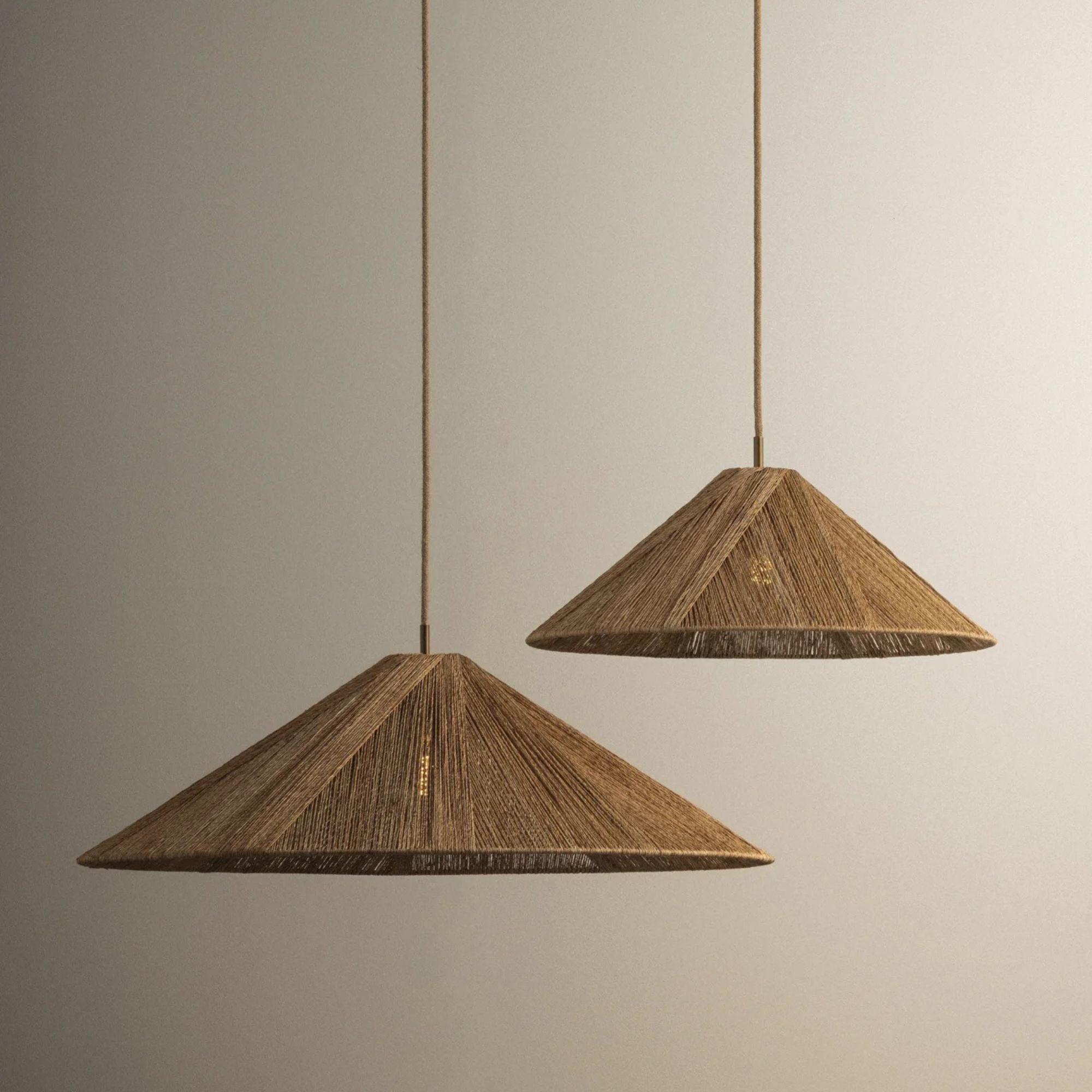Troy Ahrens Pendant Light, Patina Brass with Natural Woven Shade