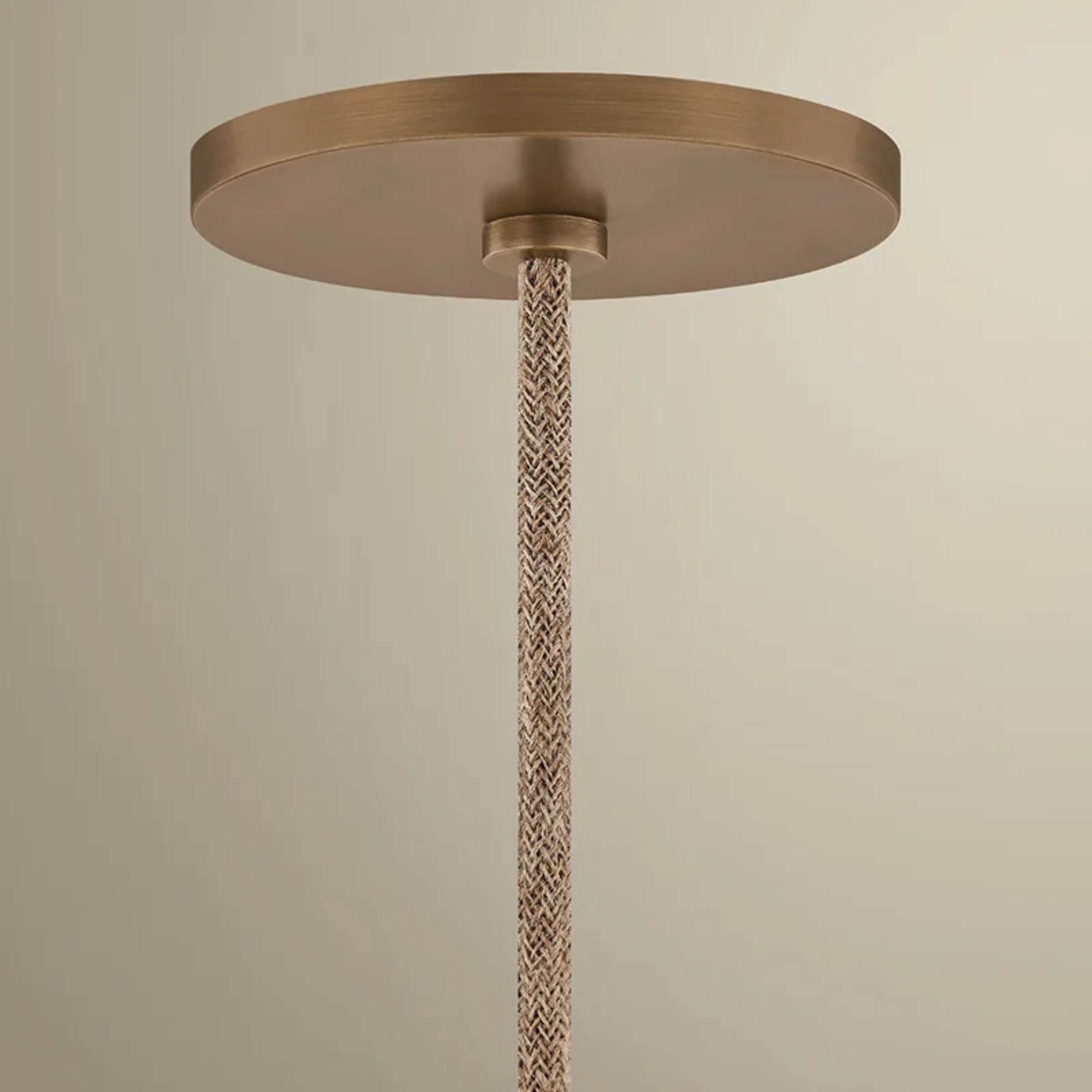 Troy Ahrens 24 in. Pendant Light, Patina Brass with Natural Woven Shade