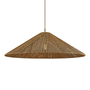 Troy Ahrens 36 in. Pendant Light, Patina Brass with Natural Woven Shade