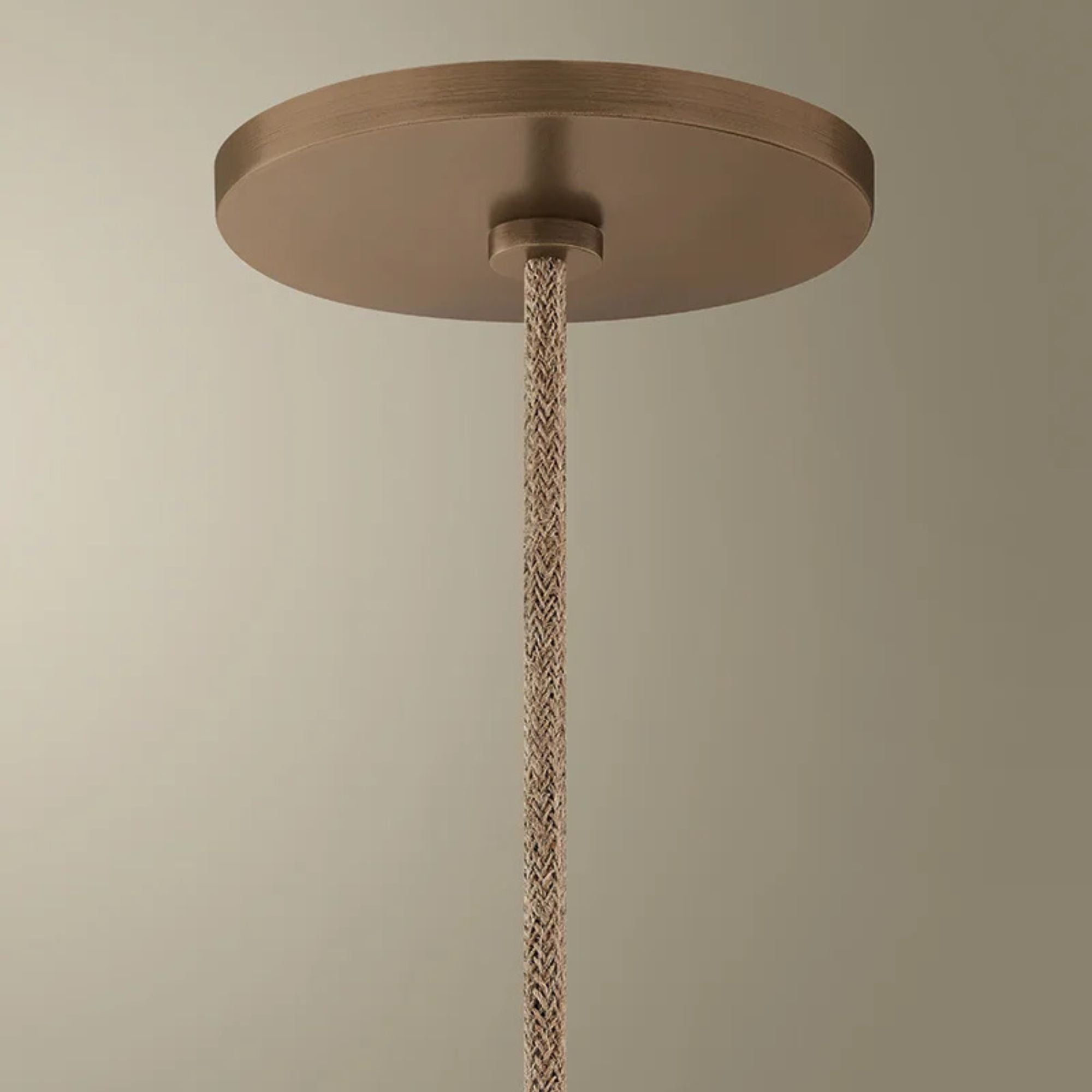 Troy Ahrens 36 in. Pendant Light, Patina Brass with Natural Woven Shade
