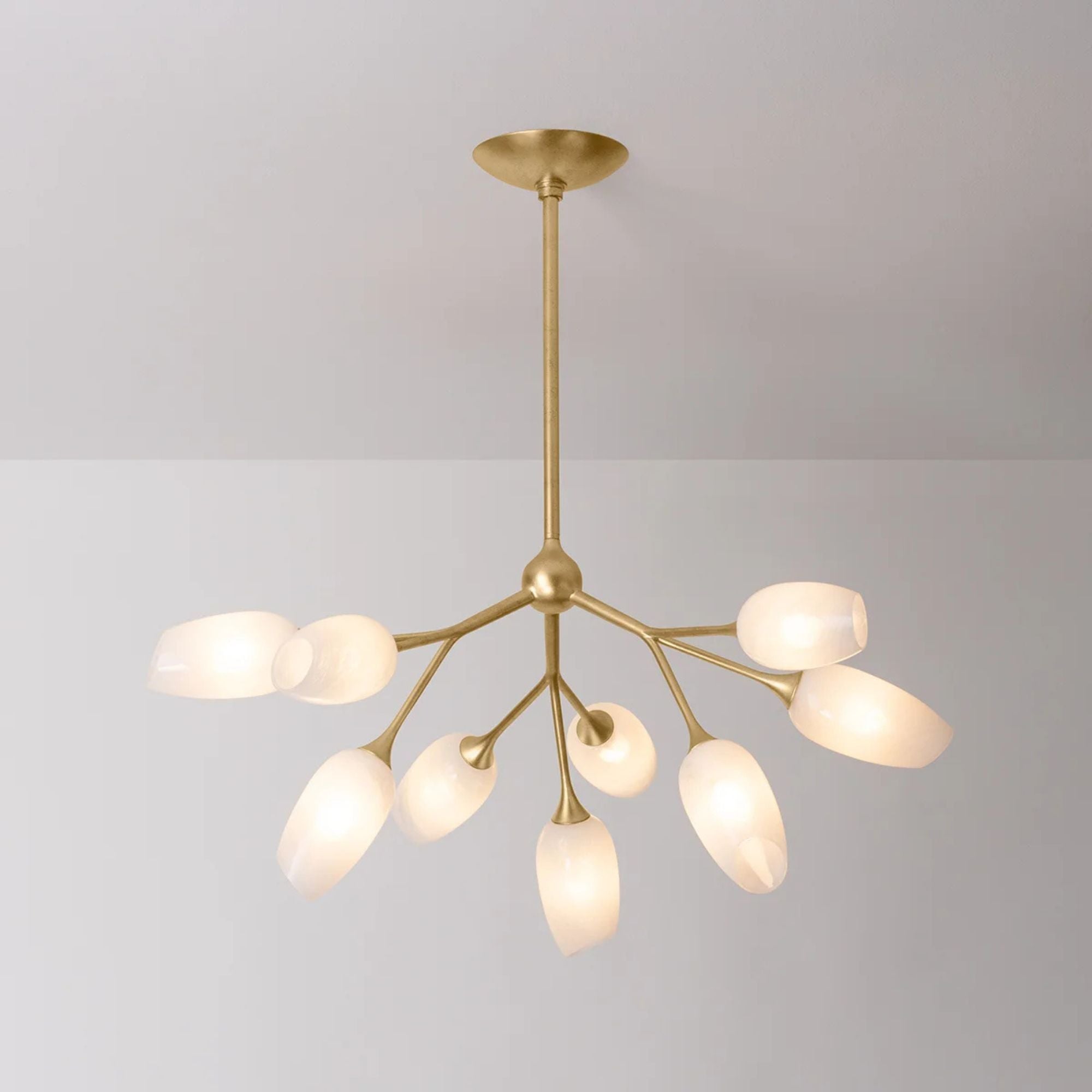 Aldean 34" 9-Light Chandelier, Vintage Gold Leaf Finish