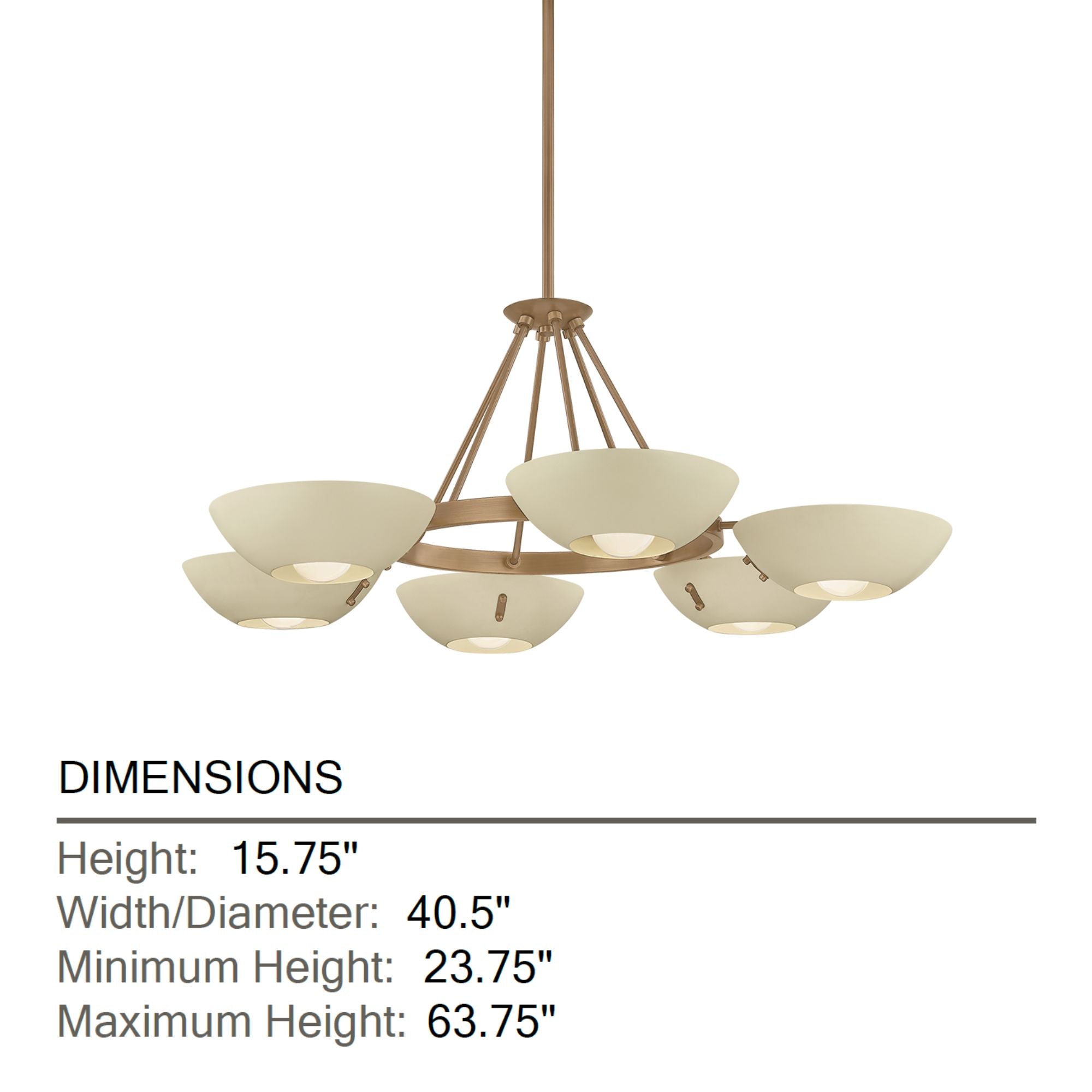 Troy Alturas 40.5 in. 6-Light Chandelier, Patina Brass with Soft Sand Bowl Shades
