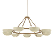 Troy Alturas Chandelier, Patina Brass with Soft Sand Bowl Shades