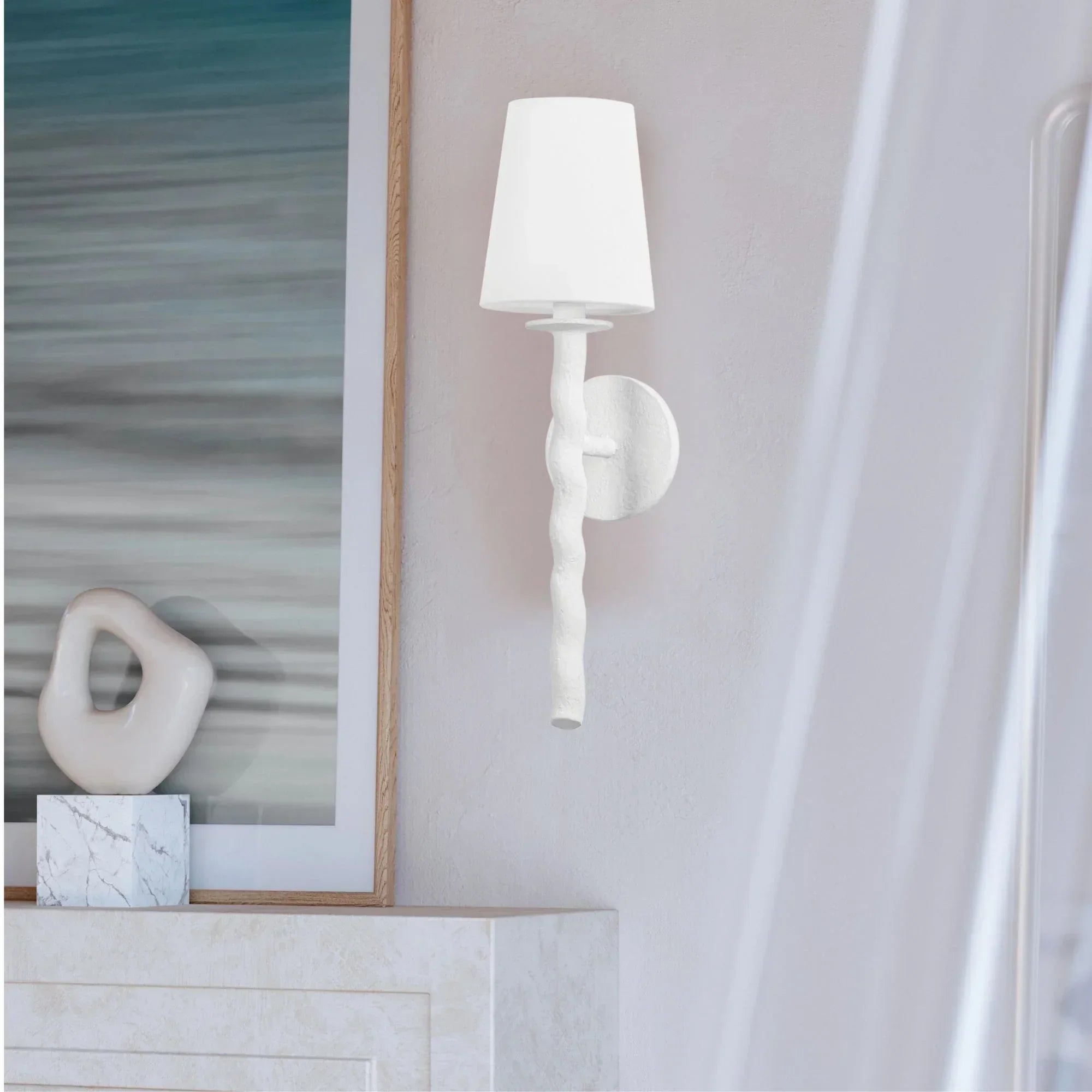 Alvaro 19" Wall Sconce, Gesso White Finish