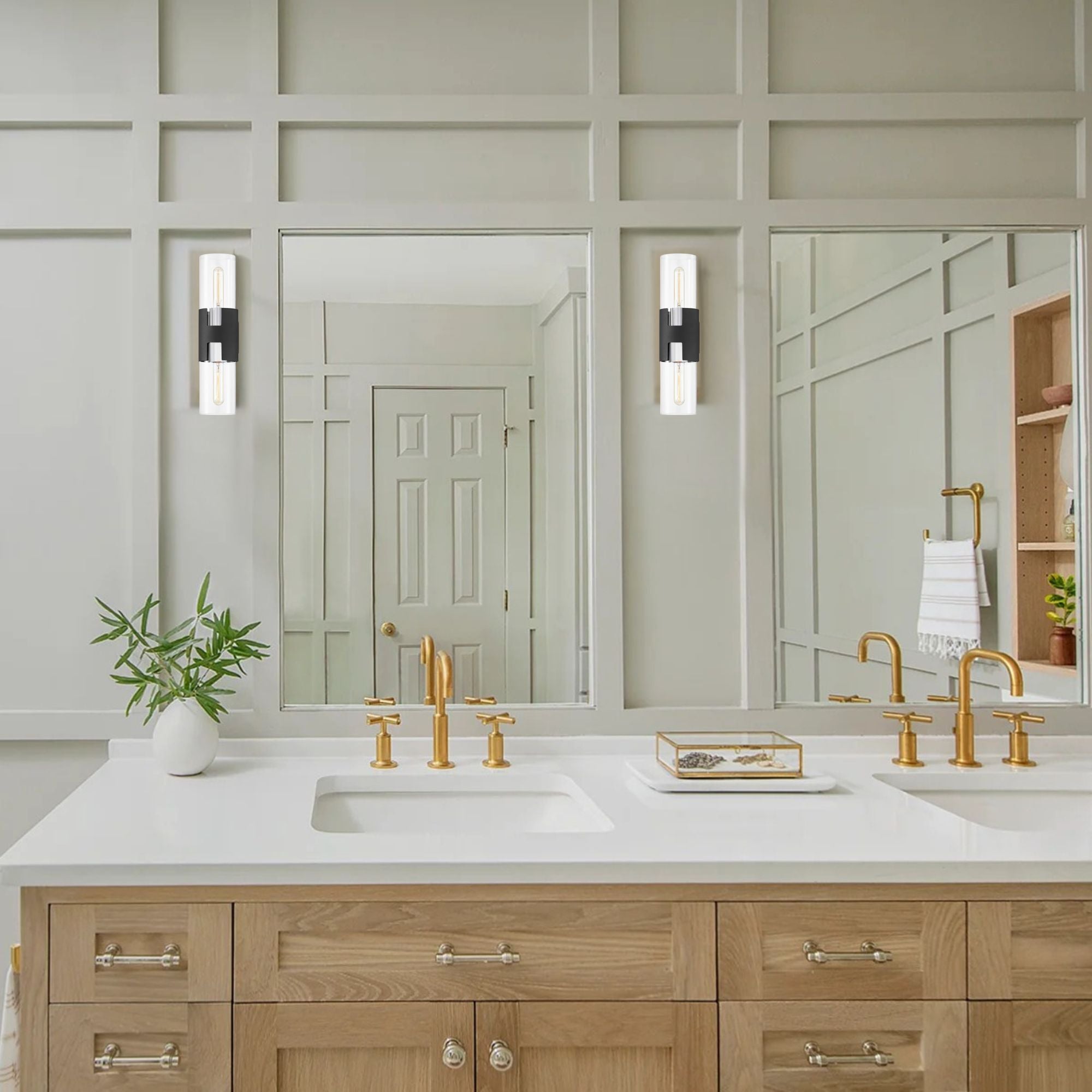 Troy Lighting - Amado 17 in. Wall Light Textured Black & Polished Nickel finish | Bees Lighting