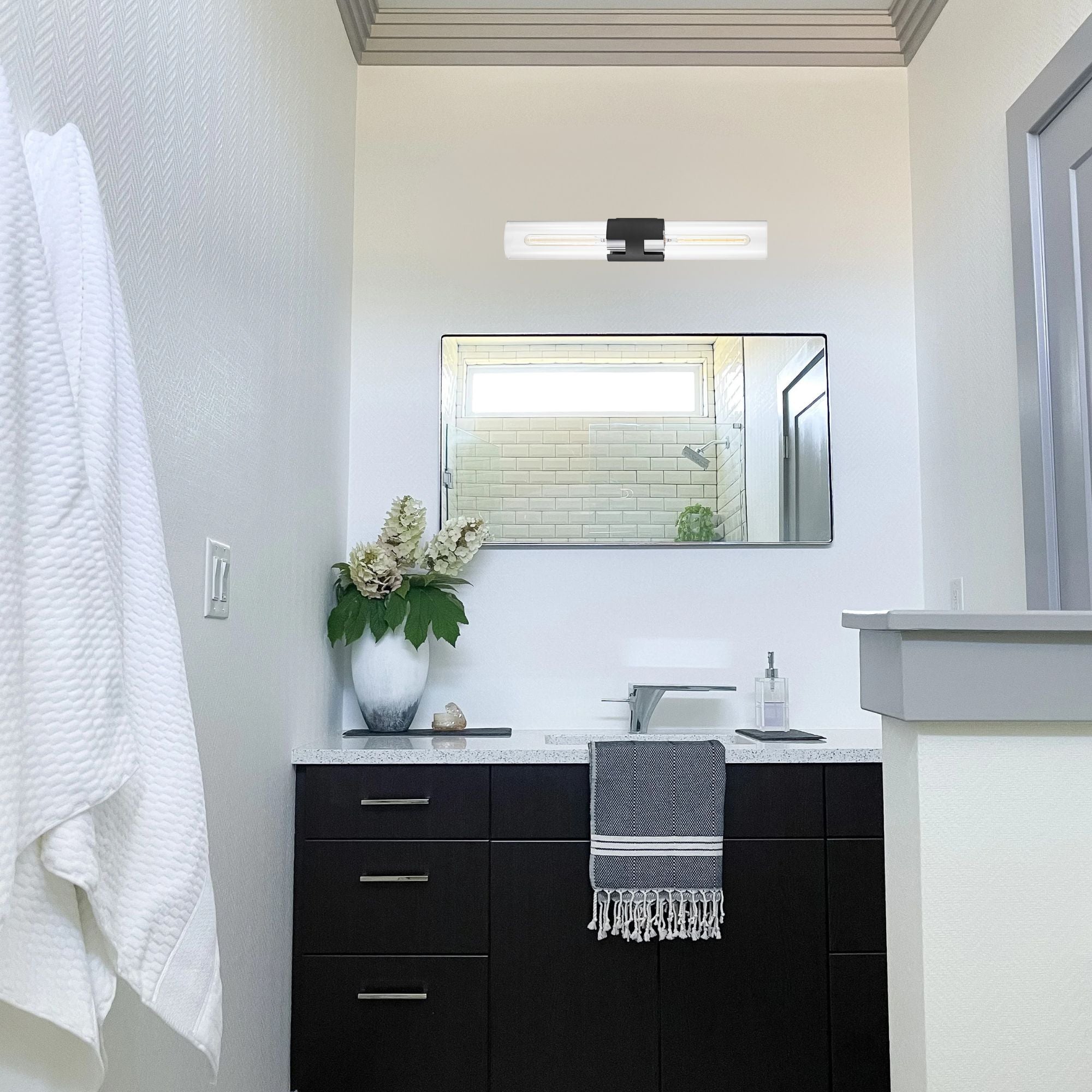 Troy Lighting - Amado 26 in. Wall Light Textured Black & Polished Nickel finish | Bees Lighting