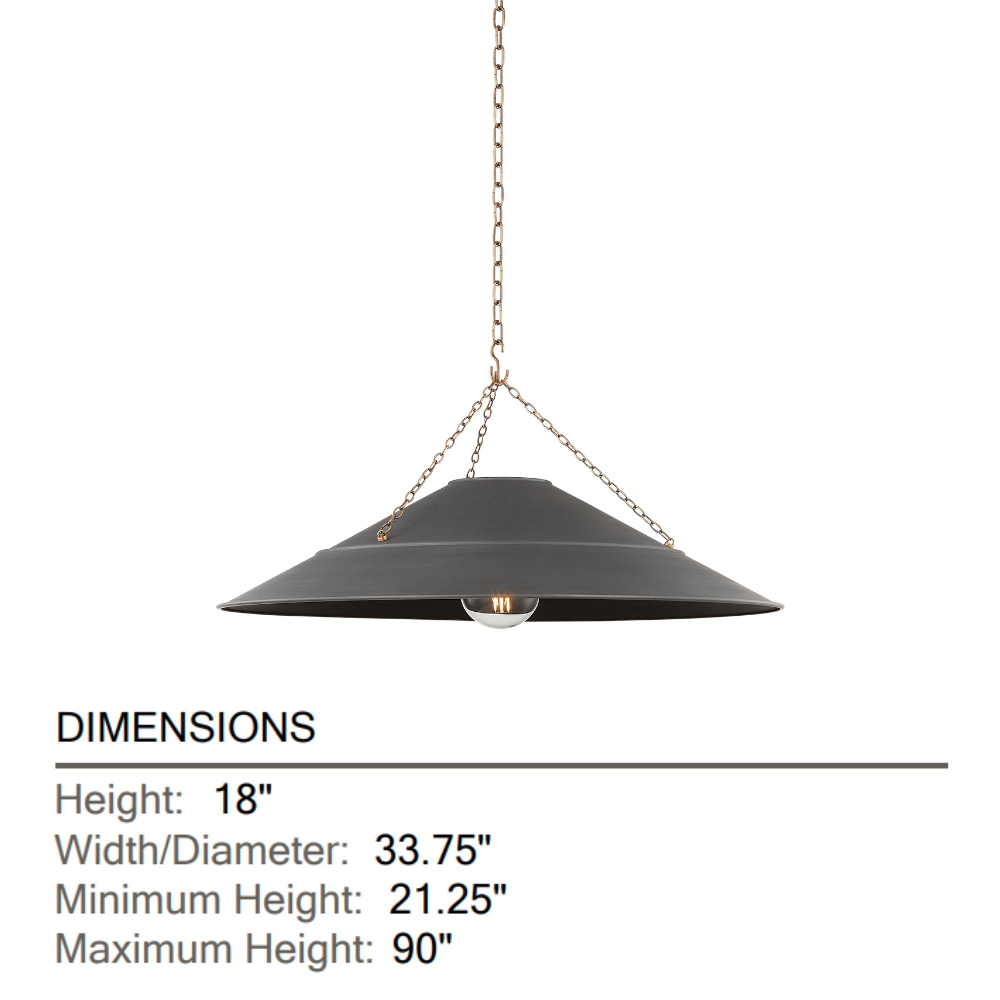 Arcane 34" Pendant, Patina Brass/Graphite Finish
