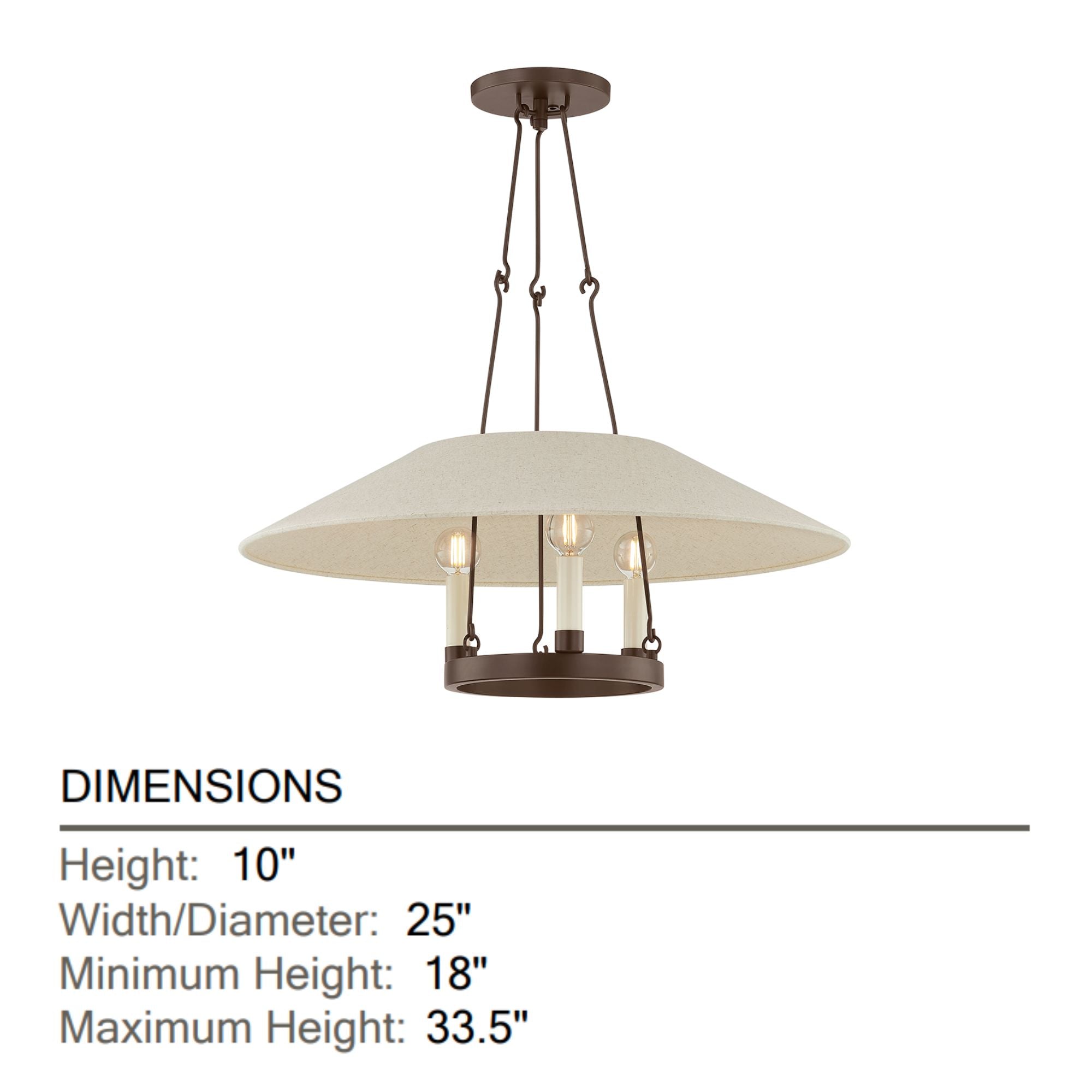 Archive 25" 3-Light Chandelier, Bronze Finish