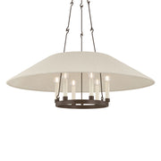 Troy Archive 38 in. 6-Light Chandelier, Bronze with Natural Linen Shade