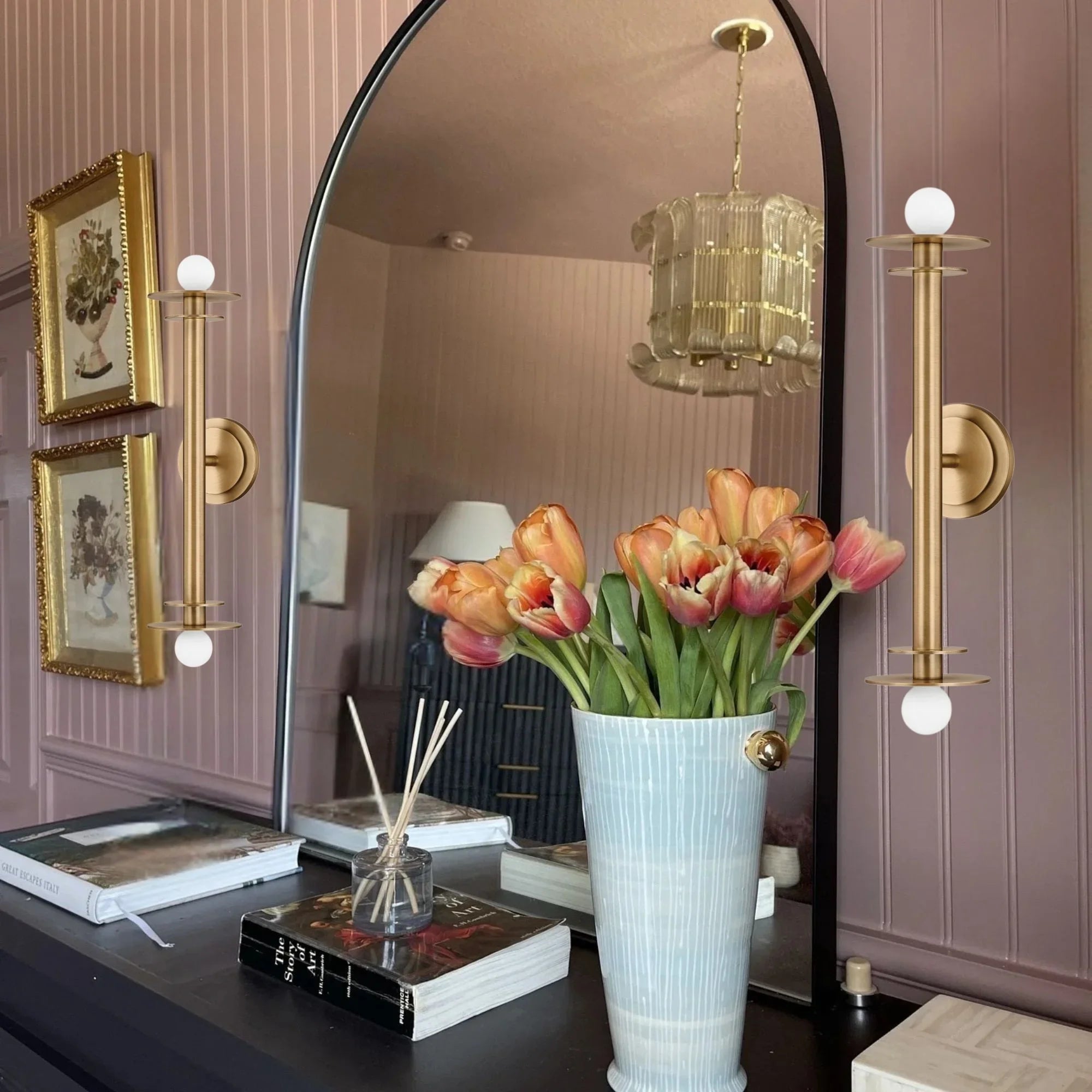 Arley 21" 2-Light Wall Sconce, Patina Brass Finish