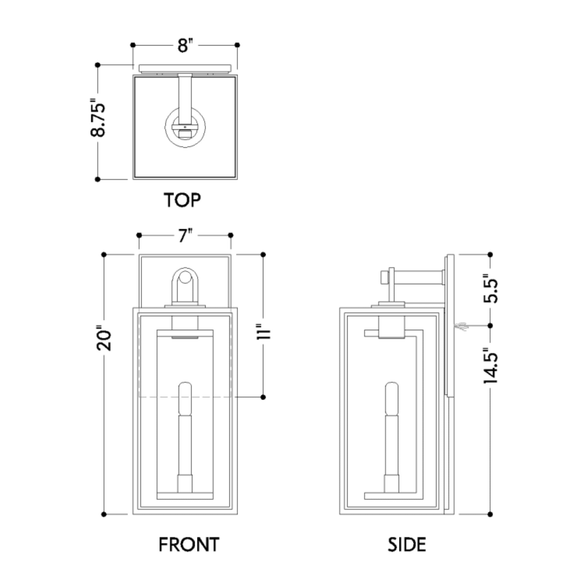 Arnold 20" Outdoor Wall Sconce, Patina Brass/Textured Bronze Finish