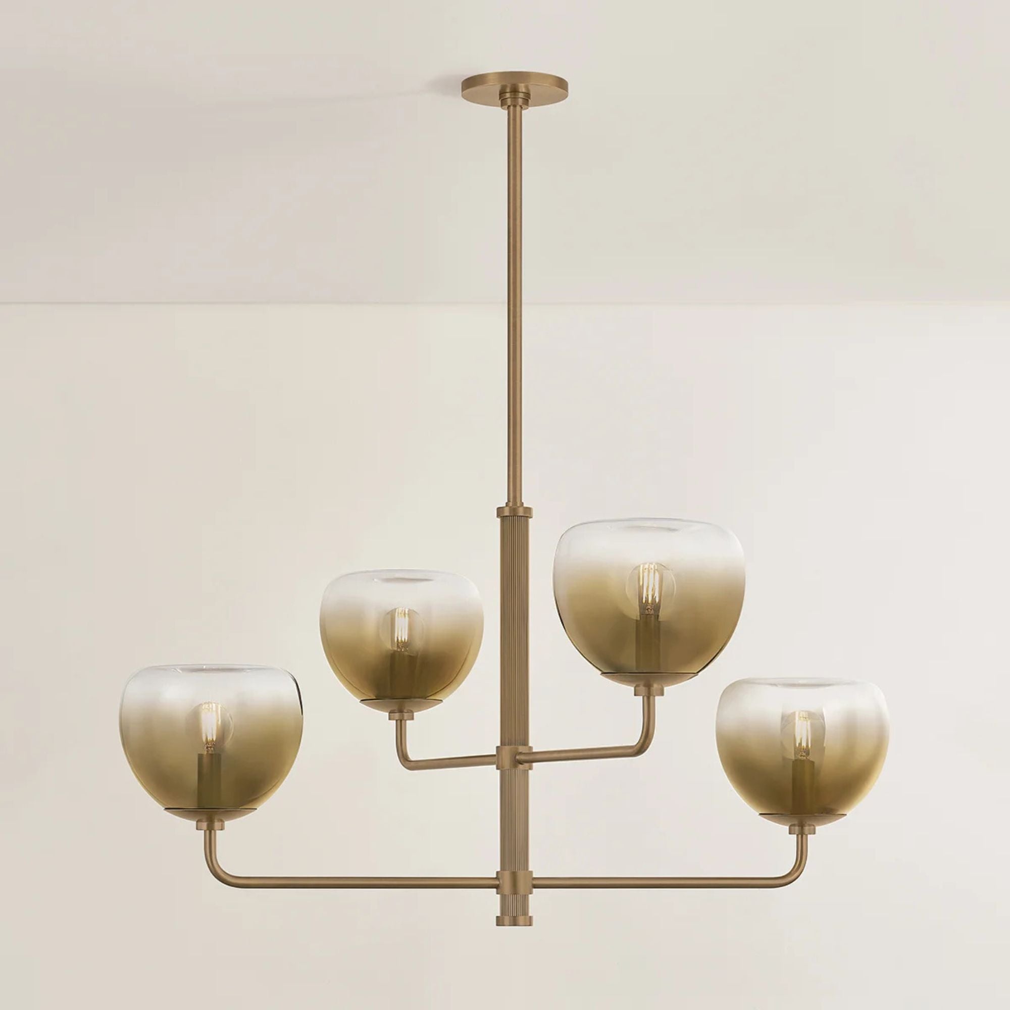 August 34" 4-Light Chandelier, Patina Brass Finish