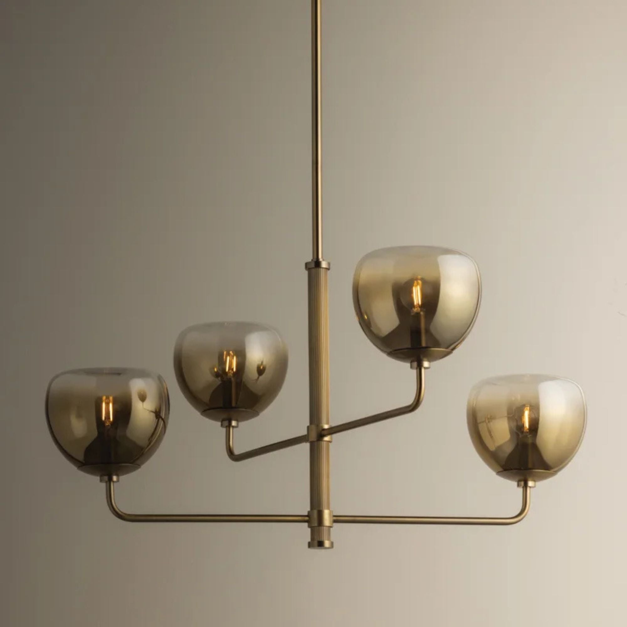 August 34" 4-Light Chandelier, Patina Brass Finish