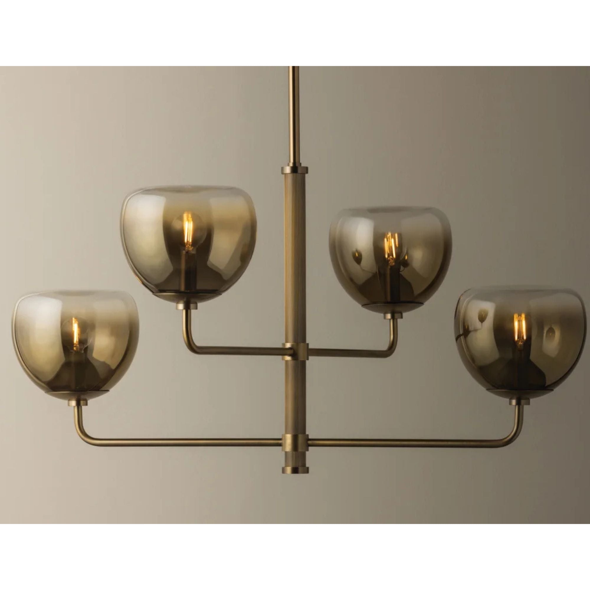 August 34" 4-Light Chandelier, Patina Brass Finish