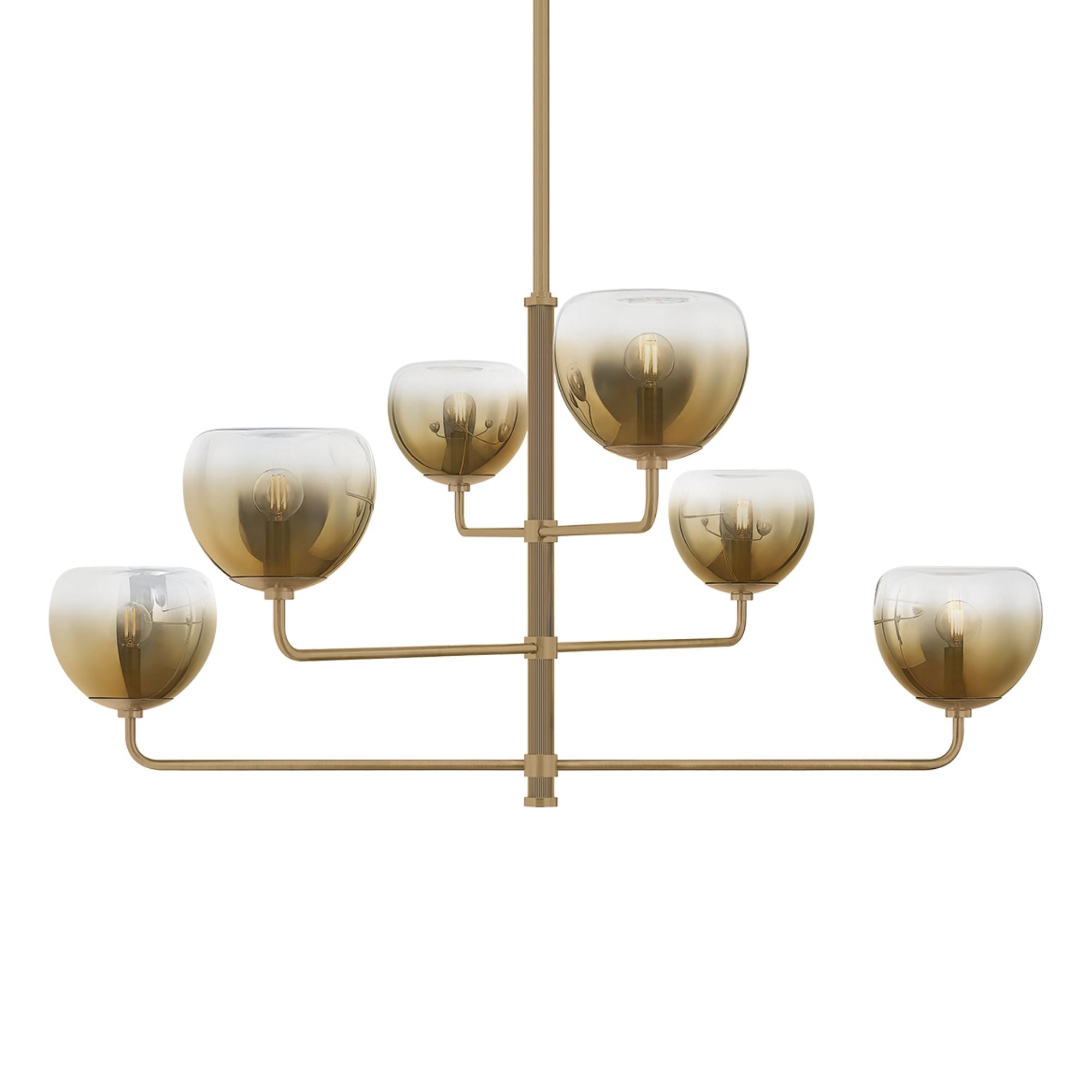 August 45" 6-Light Chandelier, Patina Brass Finish