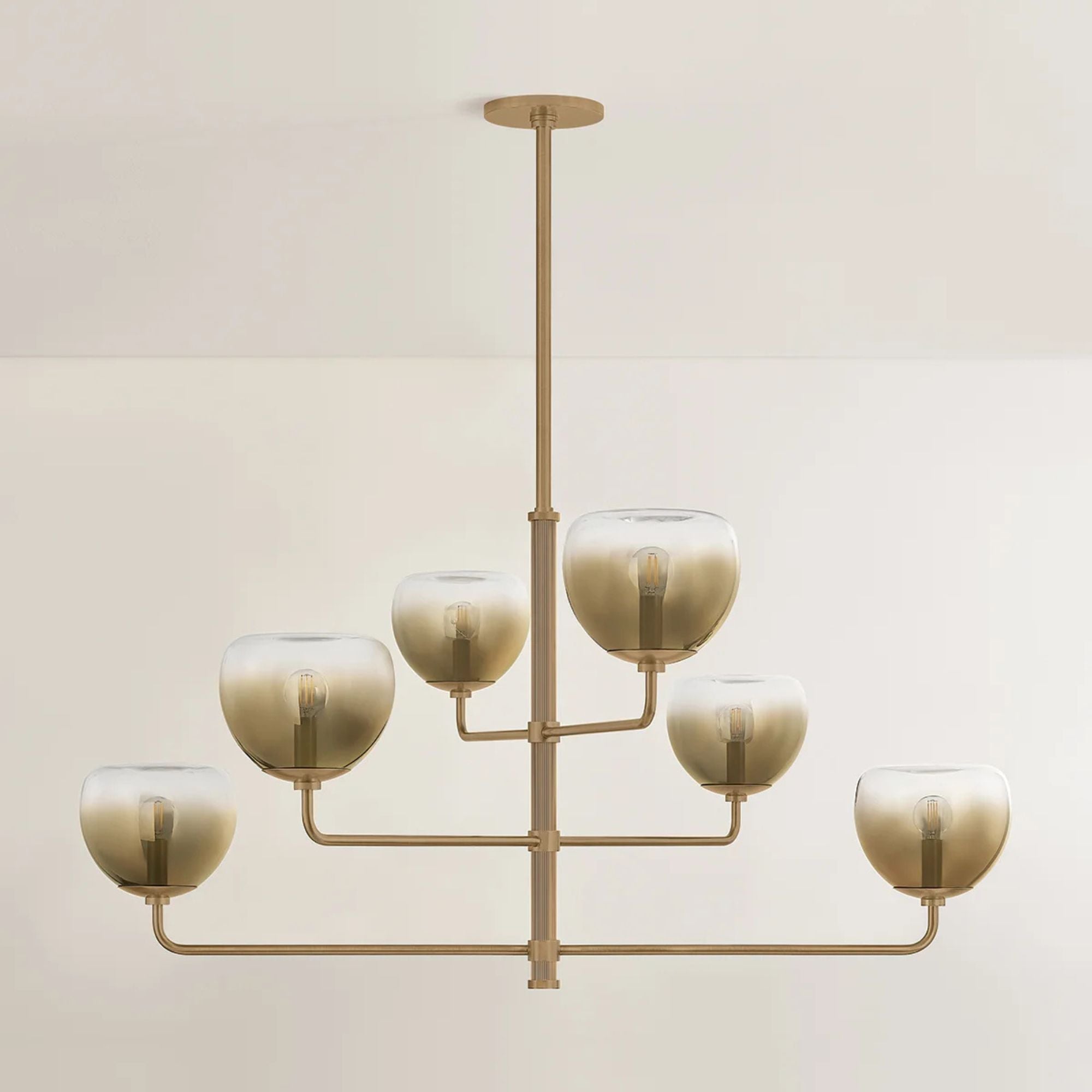 August 45" 6-Light Chandelier, Patina Brass Finish
