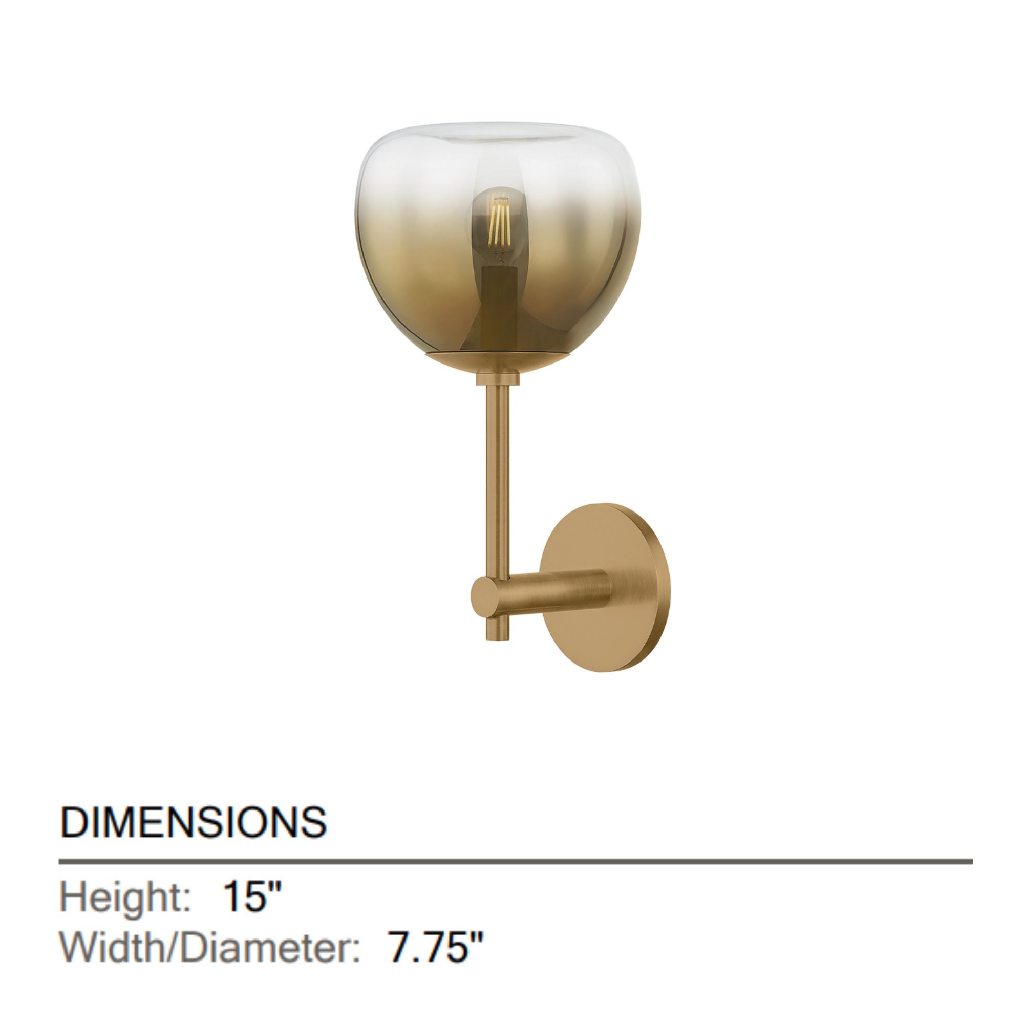 August 15" Wall Sconce, Patina Brass Finish