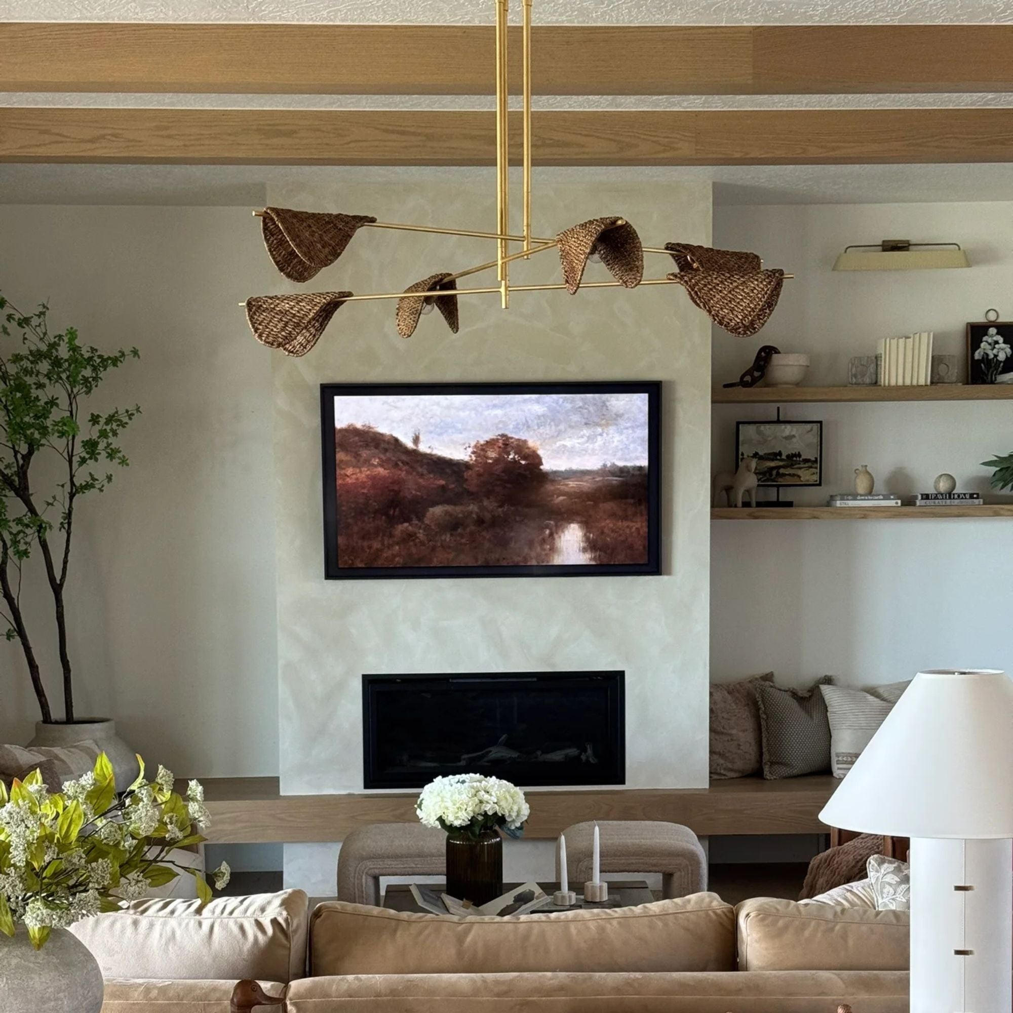 Barnaby 60" 6-Light Chandelier, Vintage Gold Leaf Finish