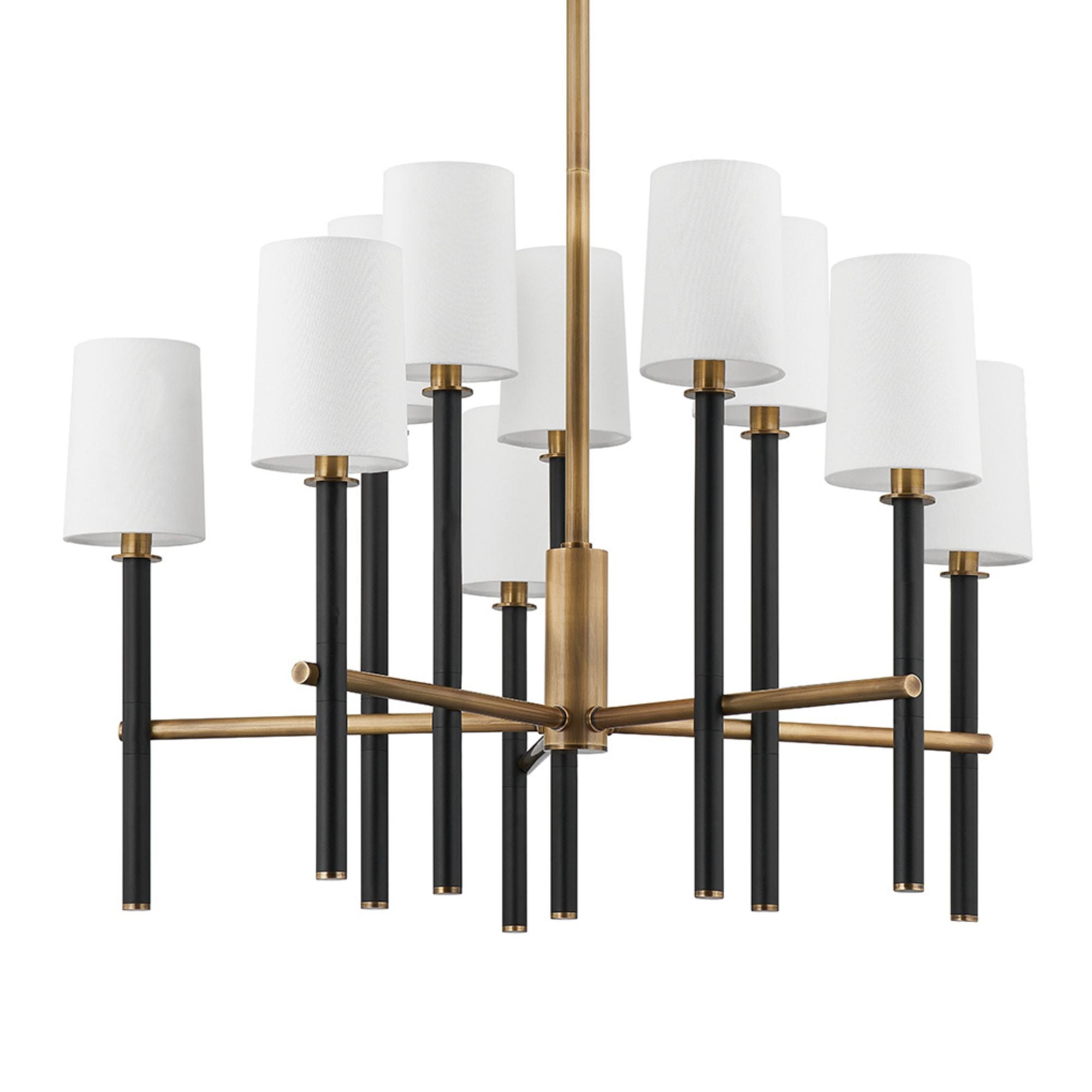 Belvedere 32" 10-Light Chandelier, Patina Brass/Textured Black Finish