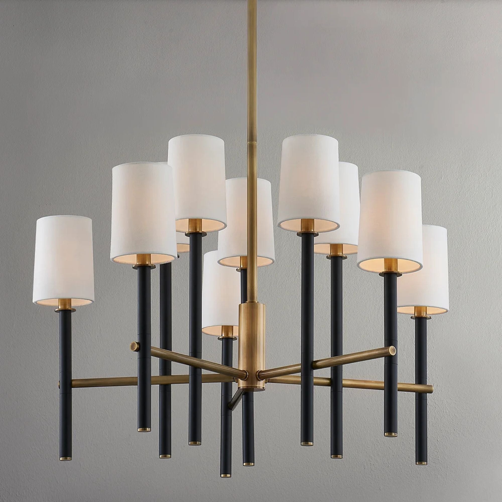 Belvedere 32" 10-Light Chandelier, Patina Brass/Textured Black Finish