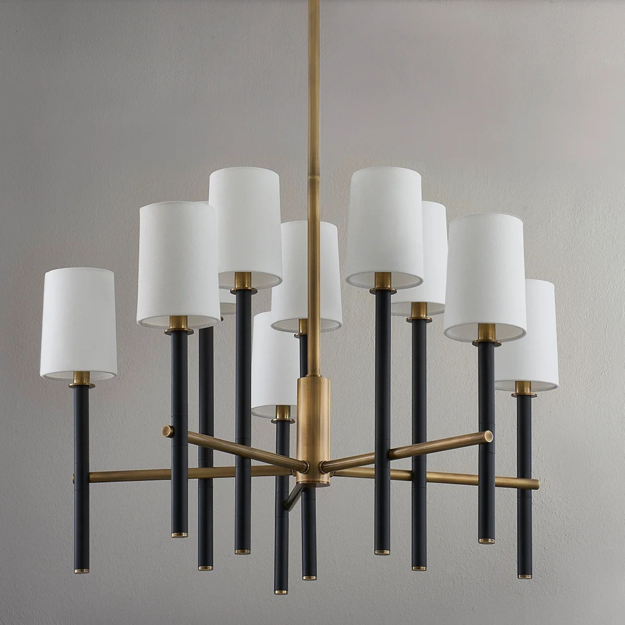Belvedere 32" 10-Light Chandelier, Patina Brass/Textured Black Finish