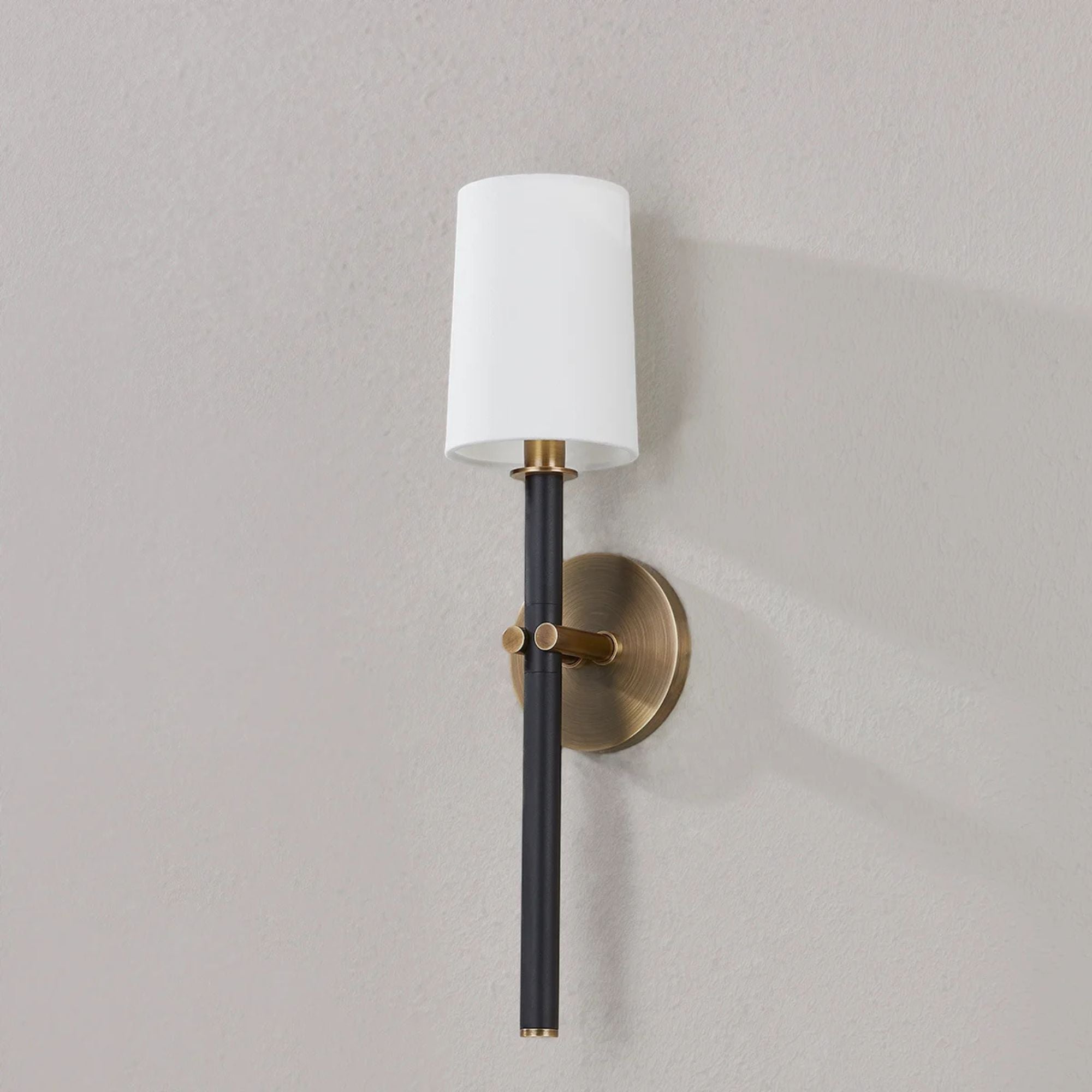 Belvedere 19" Wall Sconce, Patina Brass/Textured Black Finish