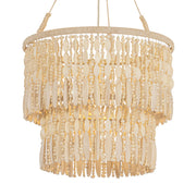 Troy Ben Pendant Light, Vintage Gold Leaf with Wood Beads