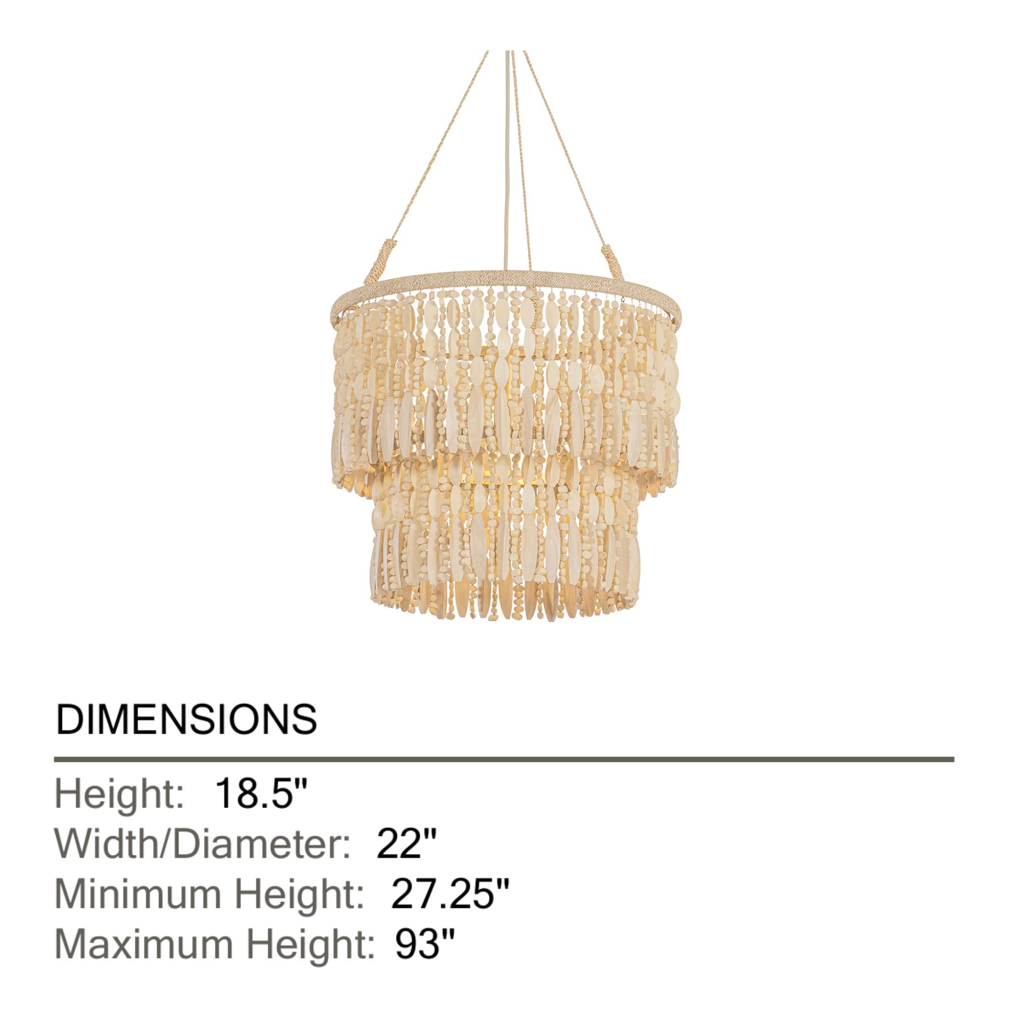 Troy Ben 22 in. Pendant Light, Vintage Gold Leaf with Wood Beads