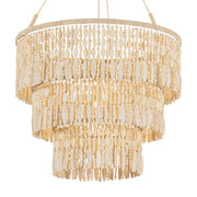 Troy Ben 32 in. 4-Light Pendant, Vintage Gold Leaf with Wood Beads