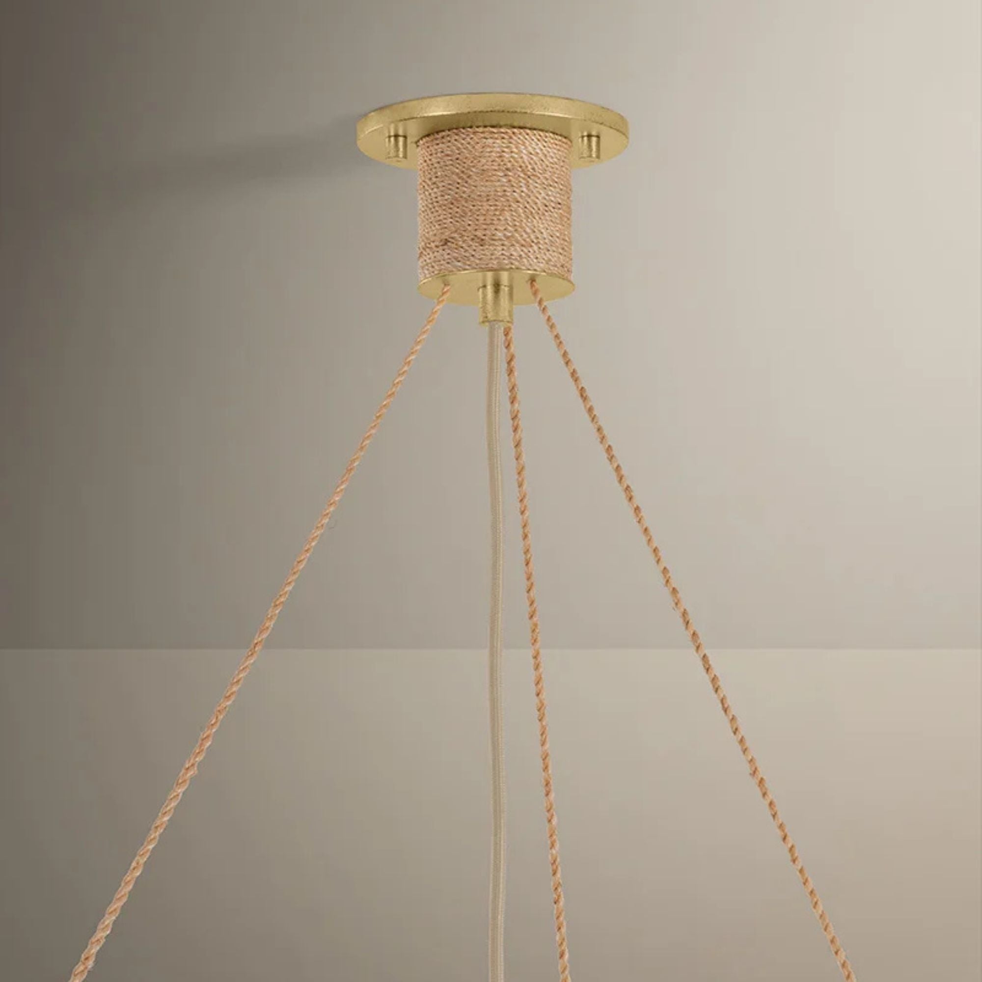 Troy Ben 32 in. 4-Light Pendant, Vintage Gold Leaf with Wood Beads