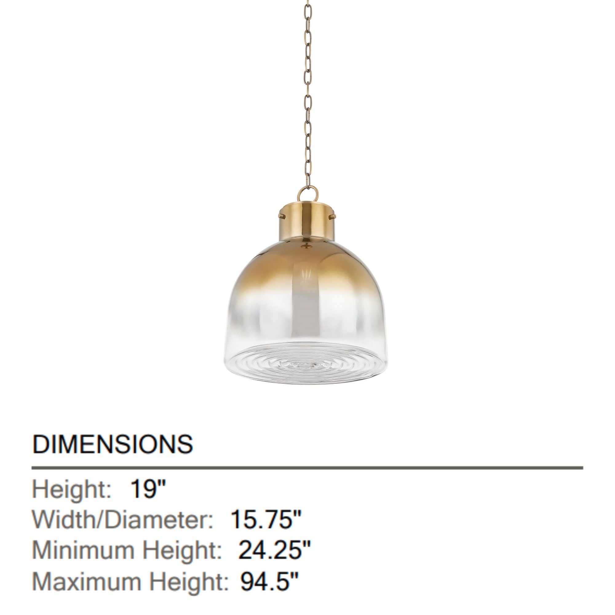 Beryl 19" Pendant, Patina Brass Finish