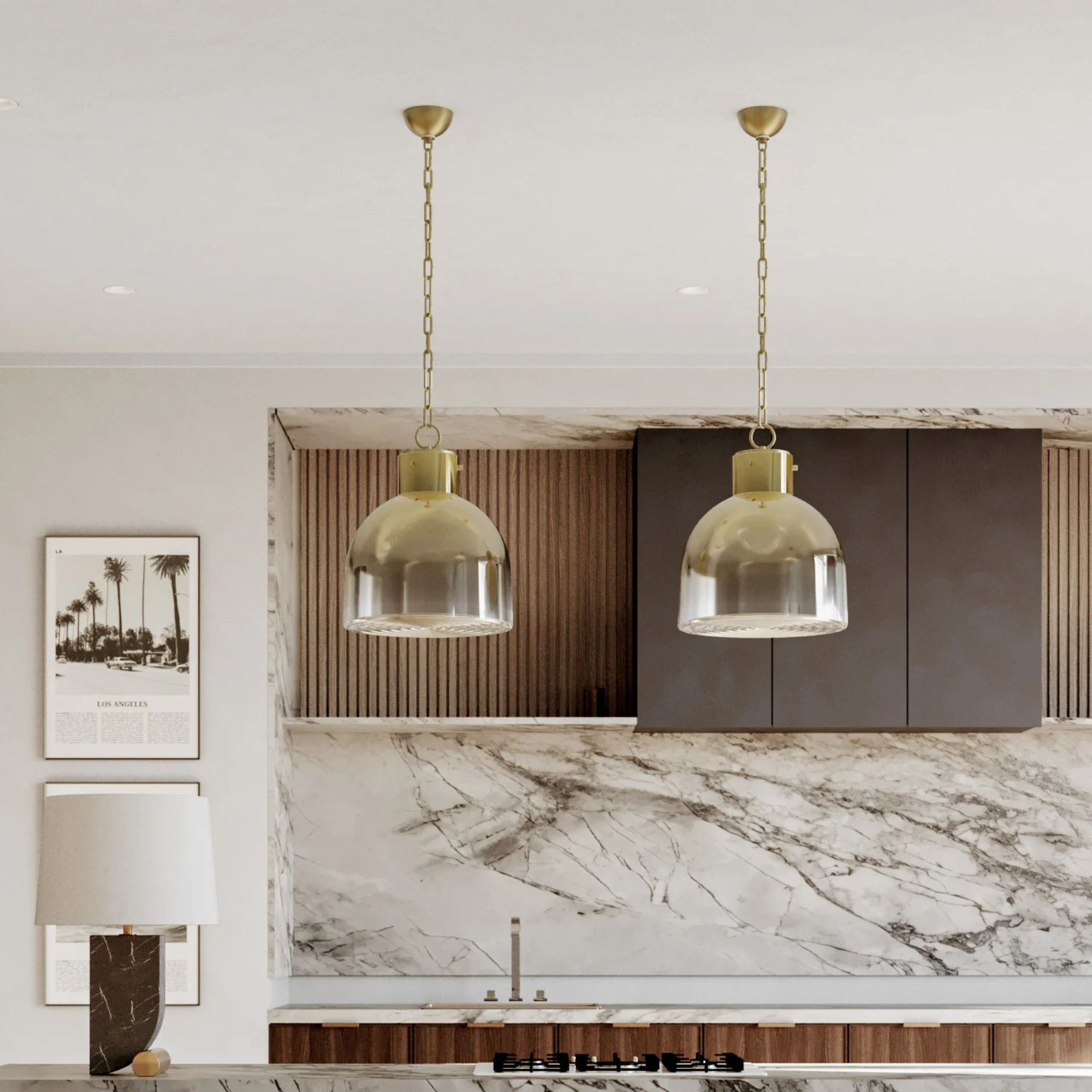 Beryl 19" Pendant, Patina Brass Finish