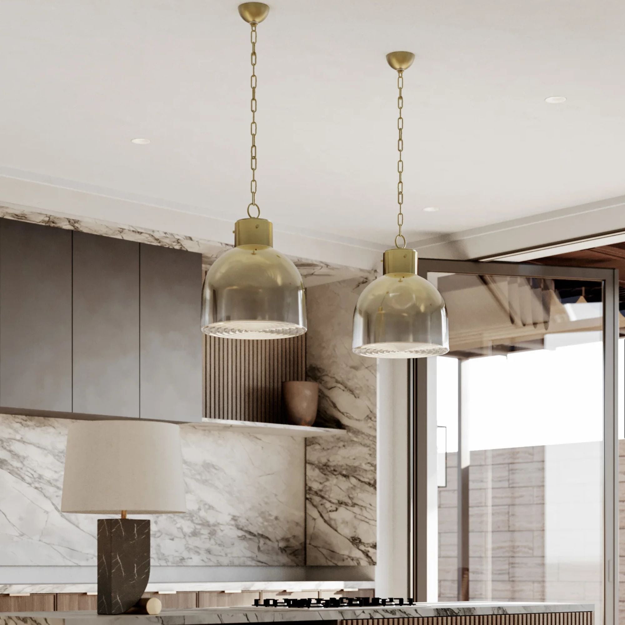 Beryl 19" Pendant, Patina Brass Finish