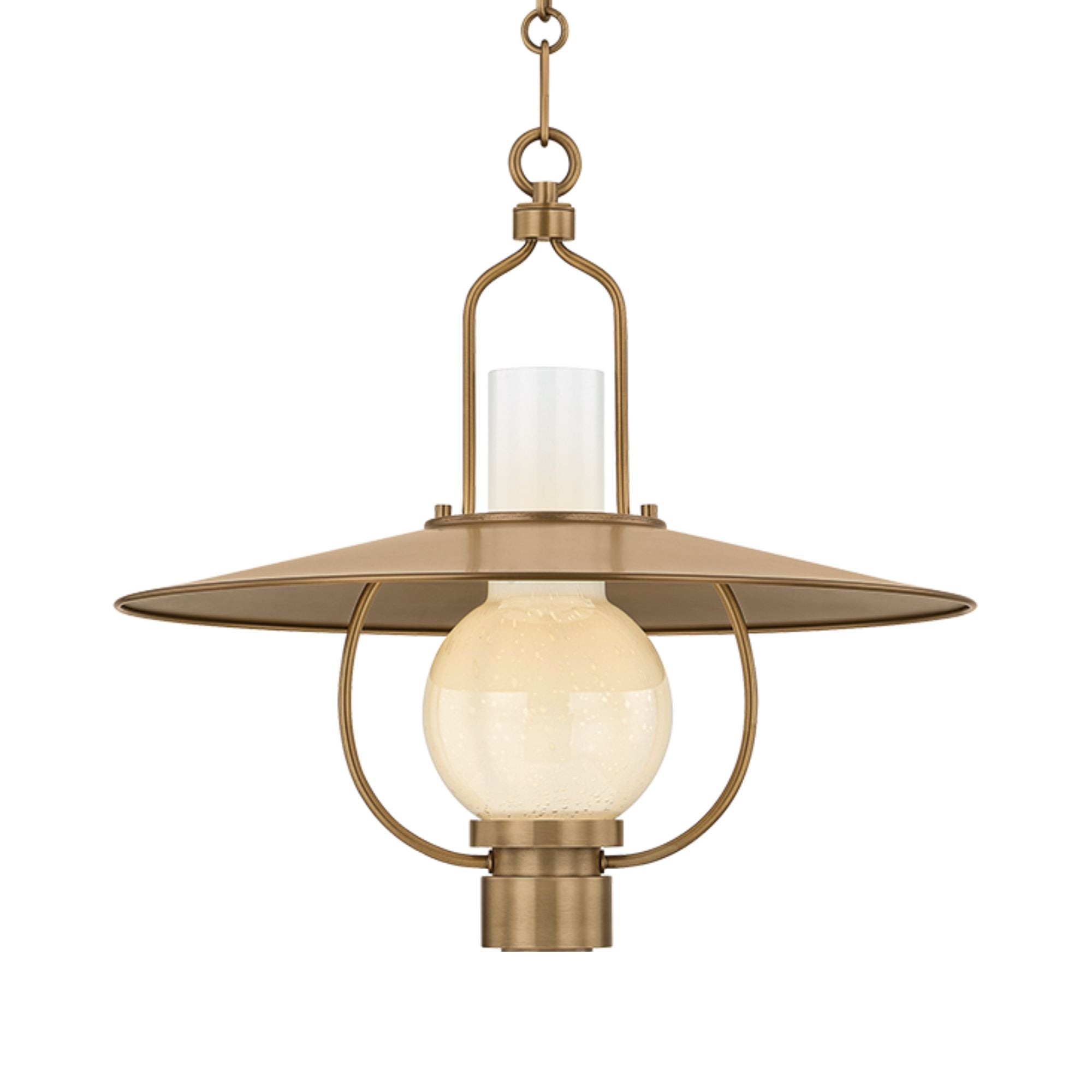 Troy Cahill Pendant Light, Patina Brass with Opal Seeded Glass
